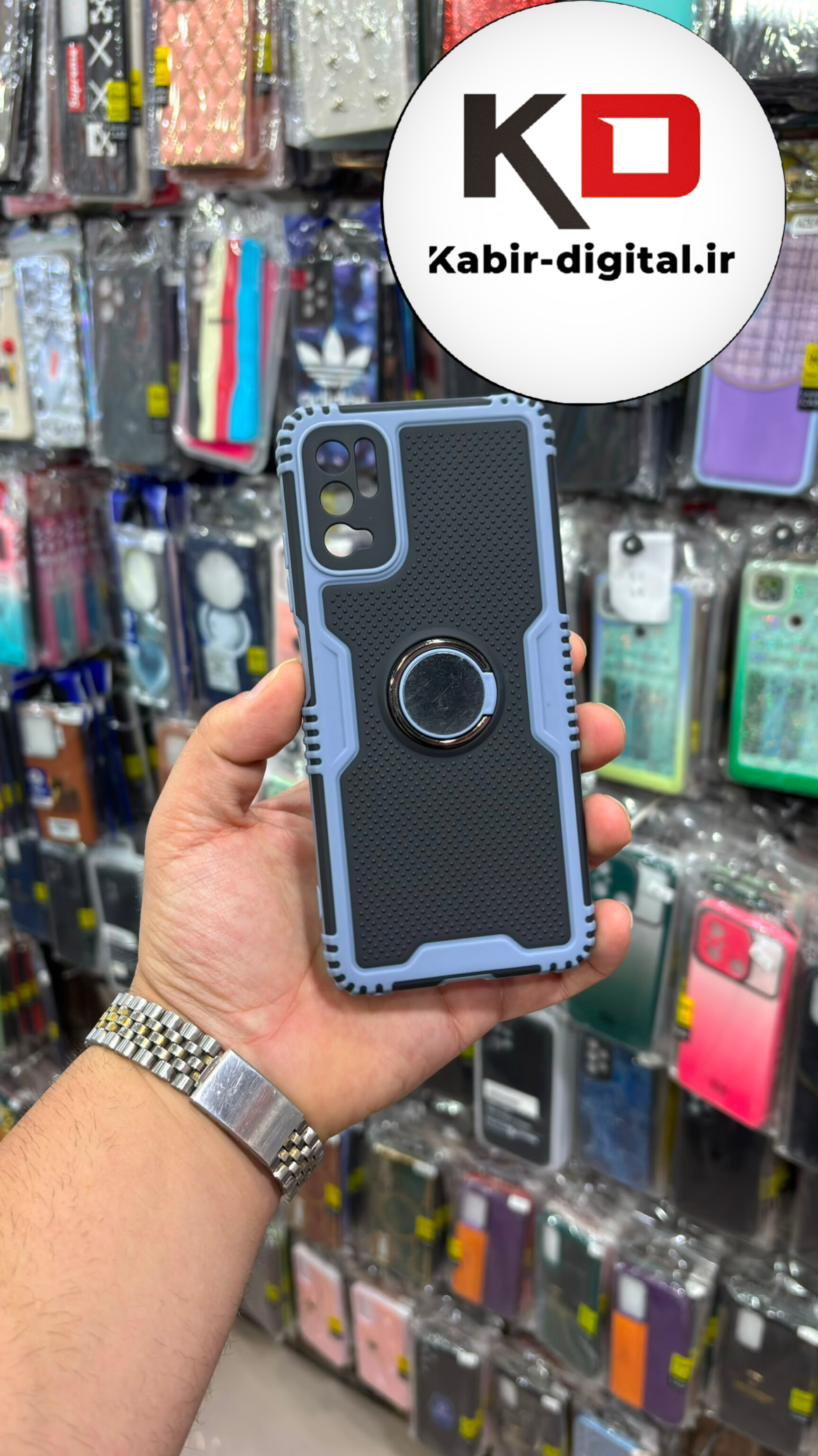 قاب گوشی Redmi Note 10 5g / POCO M3 Pro شیائومی Solid case طرح خرچنگی بتمنی کربن محافظ لنز دار مشکی آبی هولدر دار