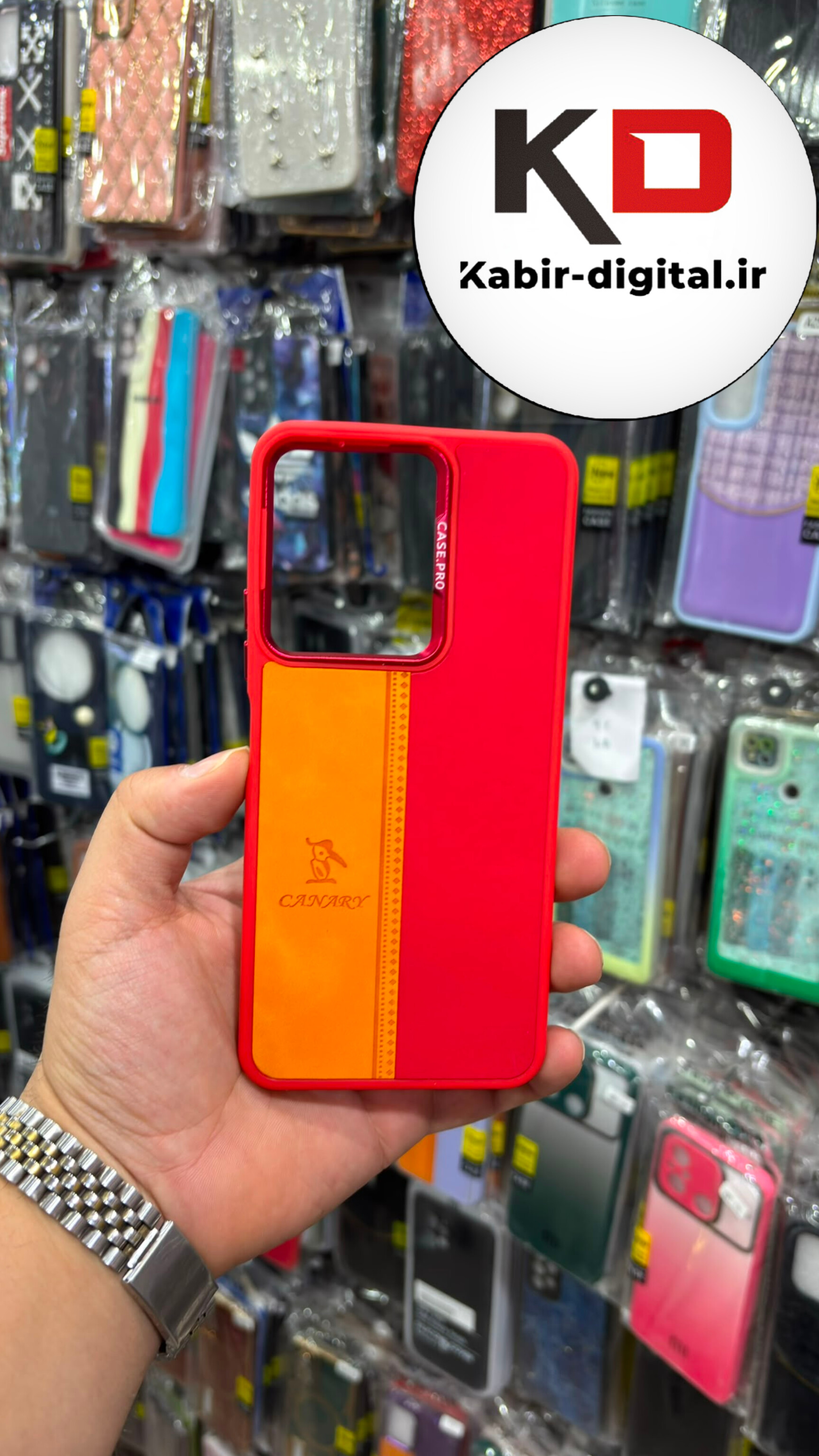 قاب گوشی Redmi 13C / POCO C65  شیائومی اورجینالCANARY NEW CASE طرح چرمی دوخت دار دو رنگ لنز کرومی متال