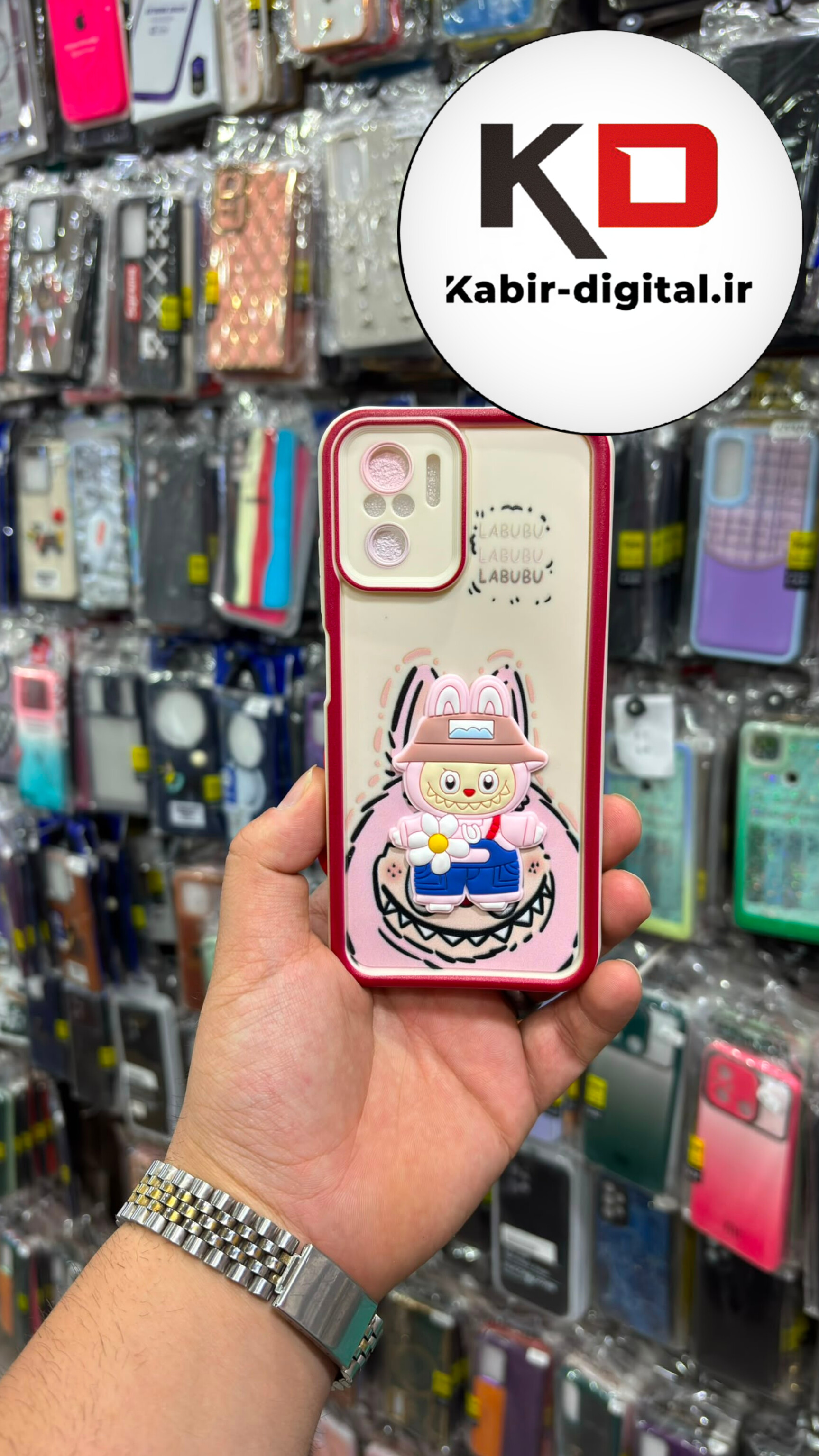 قاب گوشی Redmi Note 10 / Note 10S/ poco m5s شیائومی سیلیکونی Solid Case عروسکی برجسته طرح کرومی لنز رنگی دستبند دار مچی