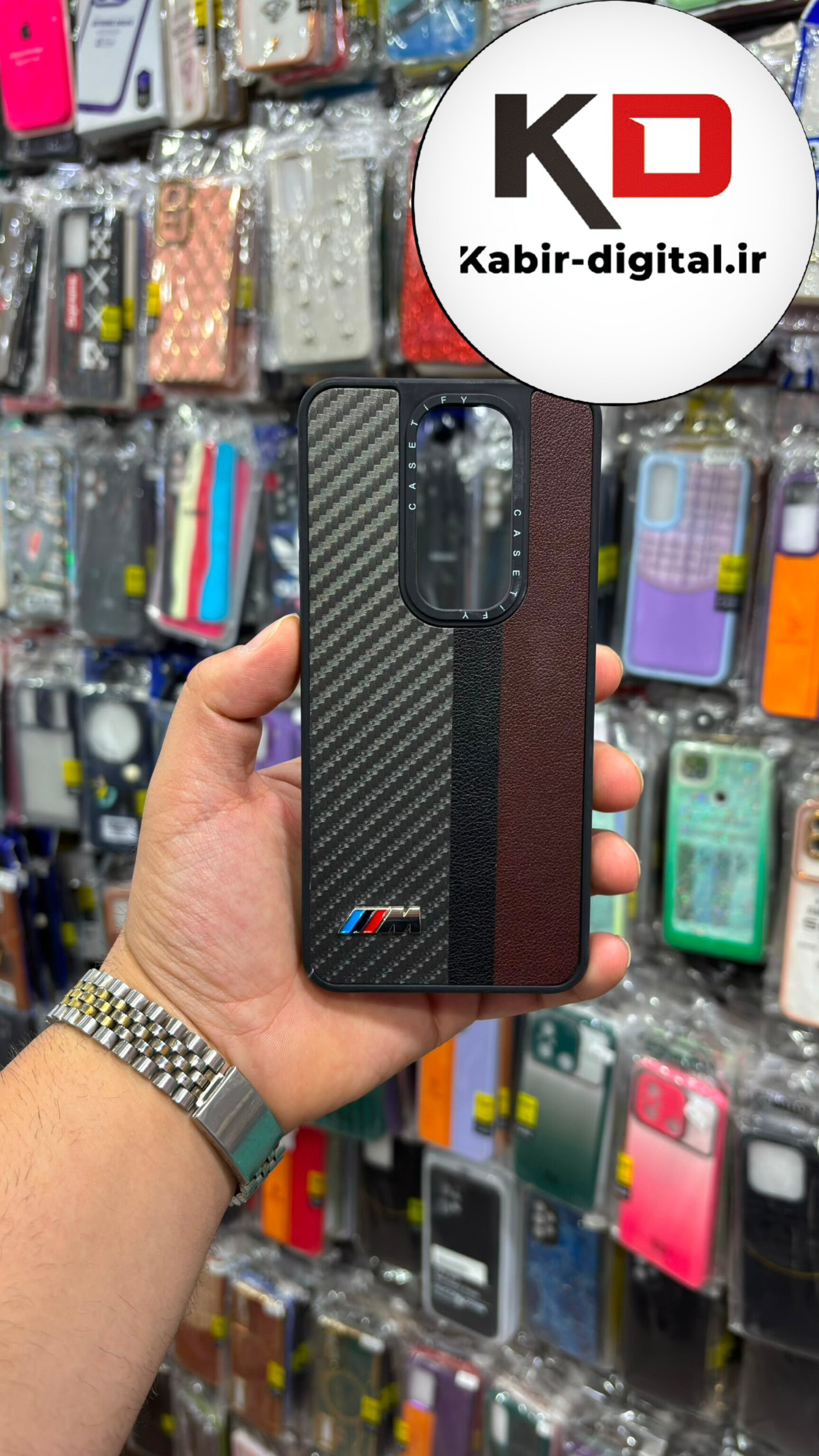 قاب گوشی Redmi Note ۸ pro شیائومی پشت چرمی CASETIFY مات طرح اسپرت کربنی