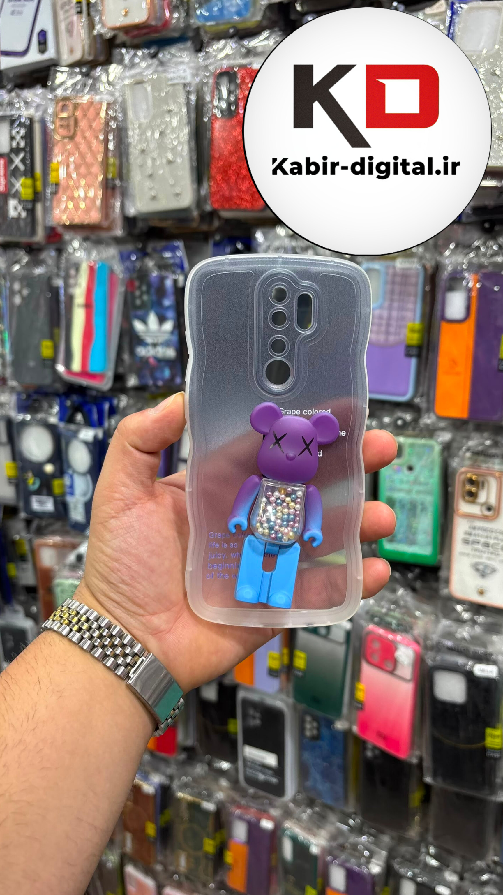 قاب گوشی Redmi Note ۸ pro شیائومی طرح ژله ای شفاف بالشتی عروسکی برجسته سه بعدی عروسکی هولدر دار
