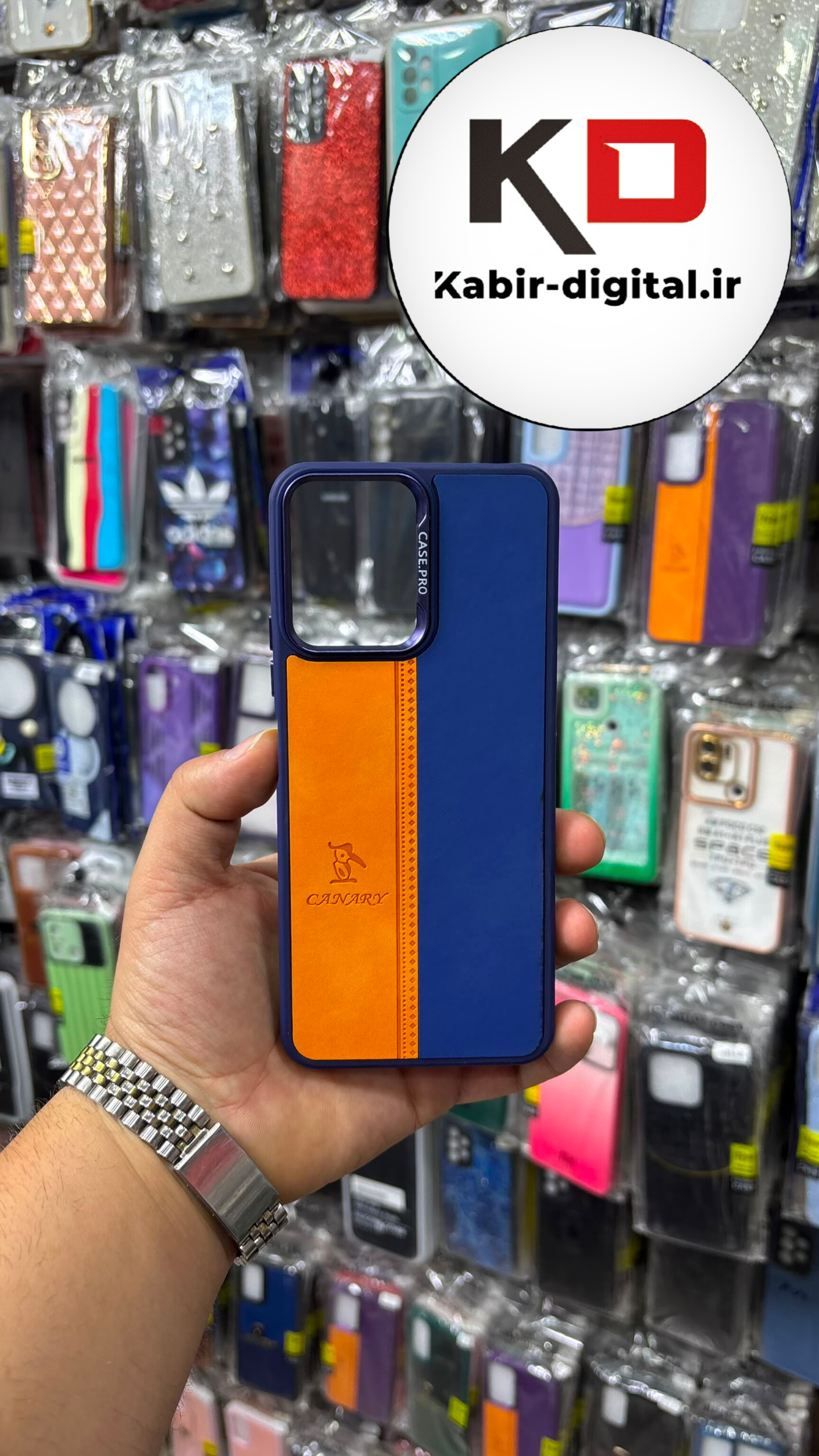 قاب گوشی Redmi 12 شیائومی اورجینالCANARY NEW CASE طرح چرمی دوخت دار دو رنگ لنز کرومی متال