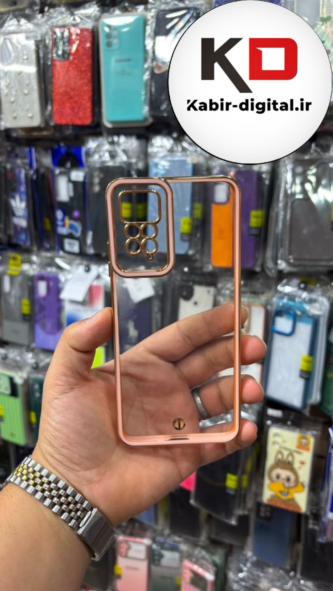 قاب گوشی  Redmi Note 12 pro 4g / Note 11 pro 4gشیائومی ژله ای مای کیس گلد لاین لوزی دور طلایی محافظ لنز دار گلبهی