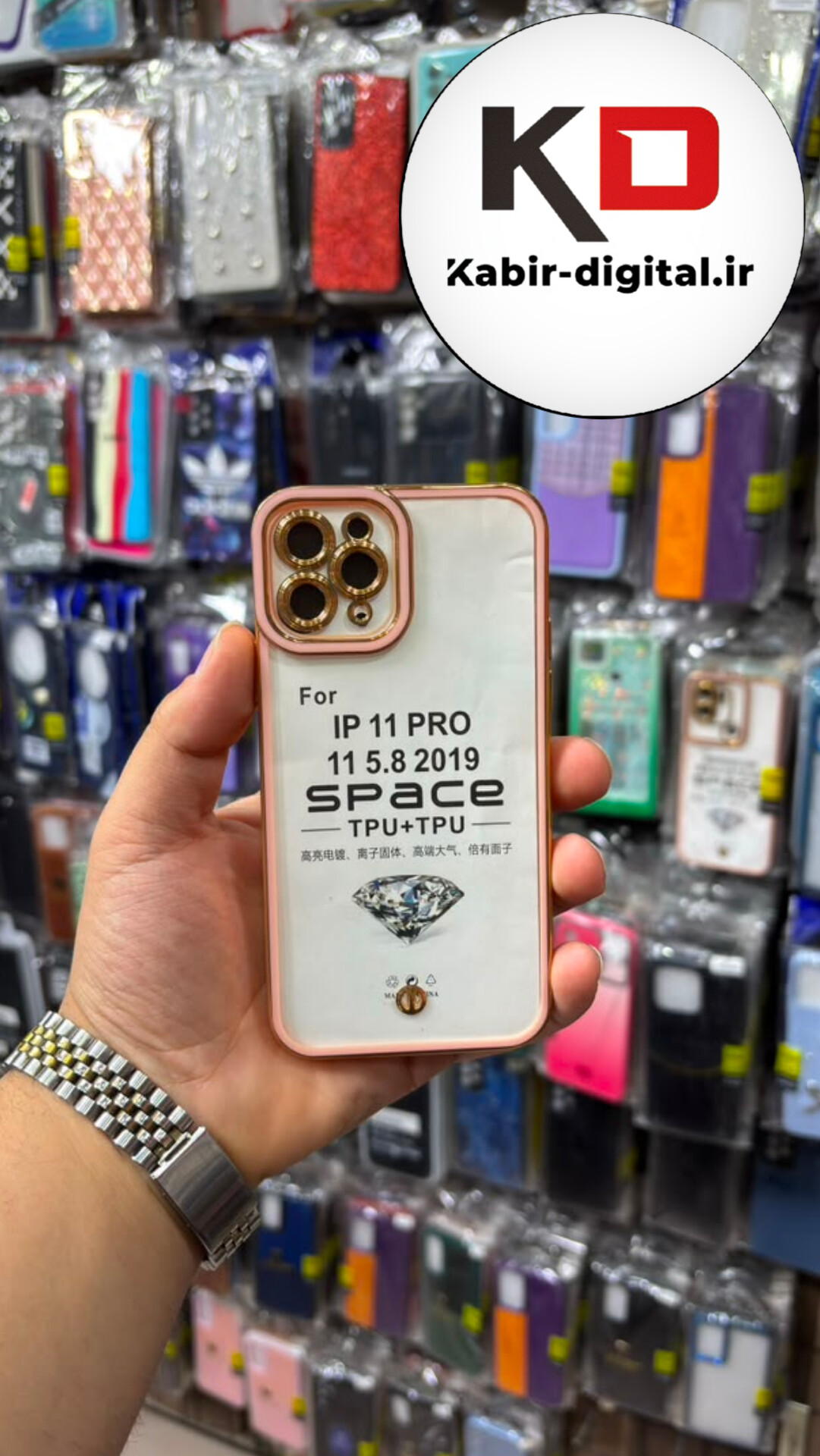 قاب گوشی  iPhone 11 Pro آیفون طرح الکتروپلیتینگ ژله ای شفاف اورجینال یونیک کیس Unique Case محافظ لنز دار گلسی طلایی