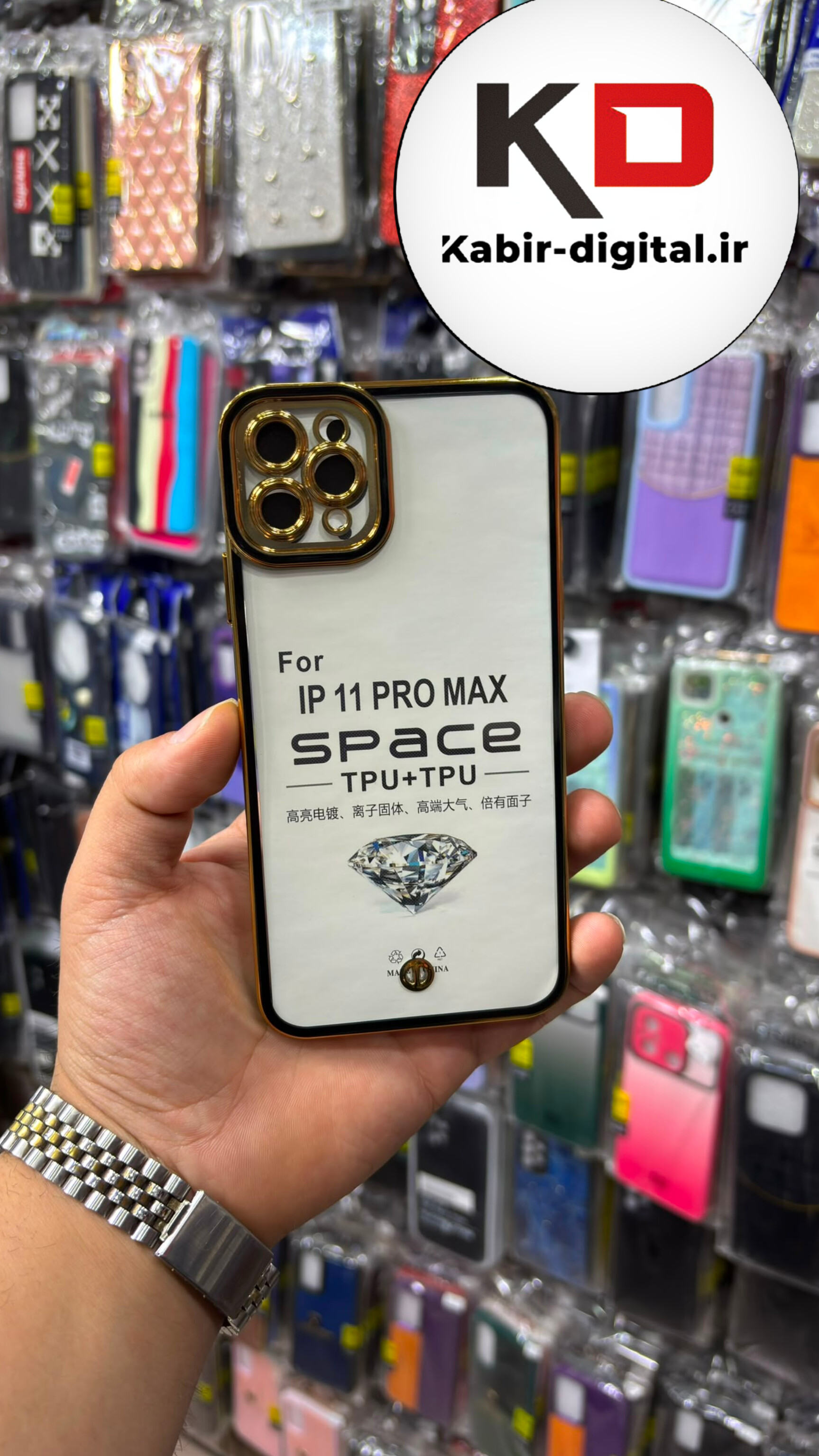 قاب گوشی  iPhone 11 Pro max آیفون طرح الکتروپلیتینگ ژله ای شفاف اورجینال یونیک کیس Unique Case محافظ لنز دار گلسی طلایی