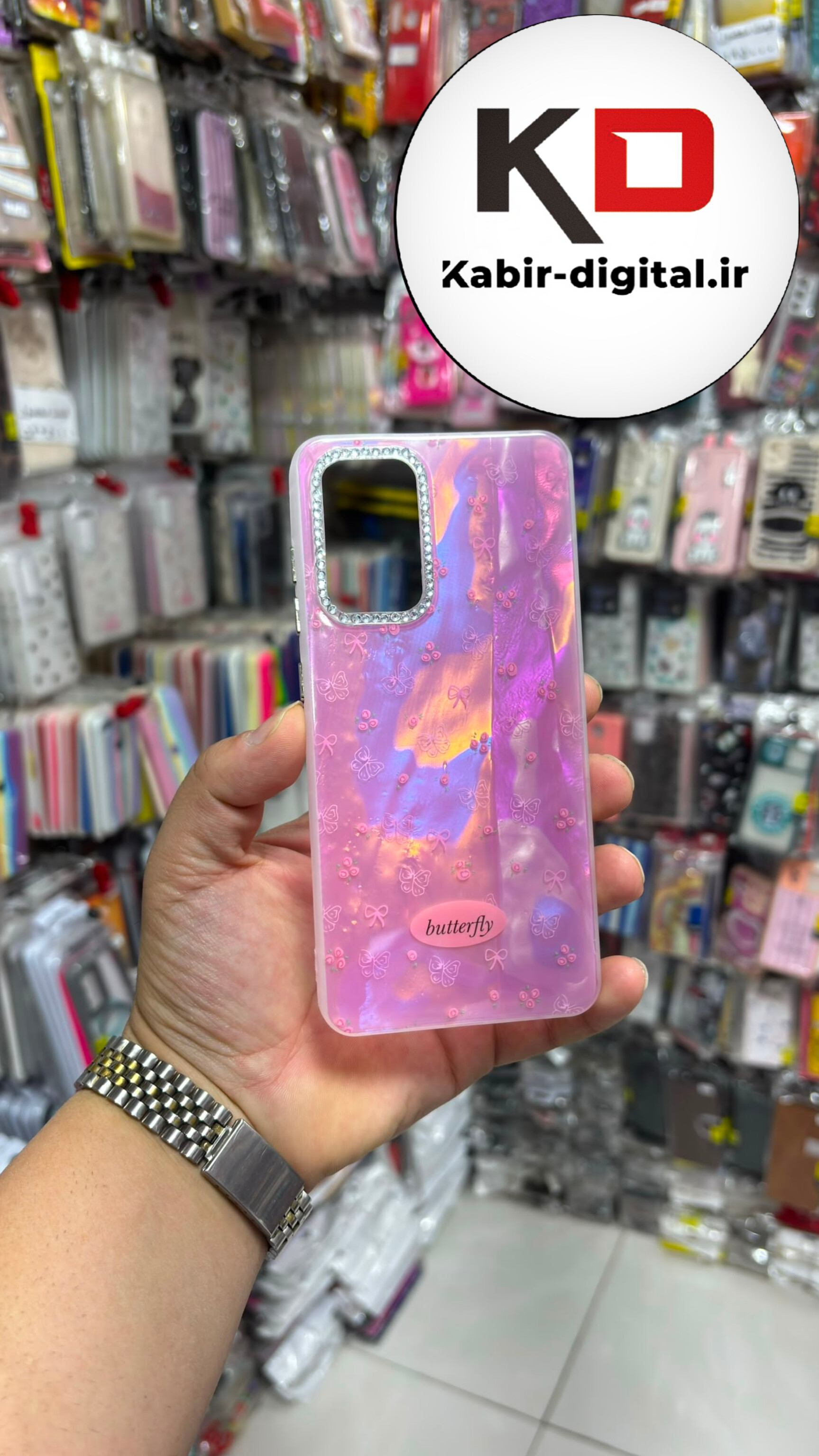 قاب گوشی Galaxy A52 / A52s سامسونگ Crystal Case نگین دار لوکس رزینی صورتی لنز نگین دار
