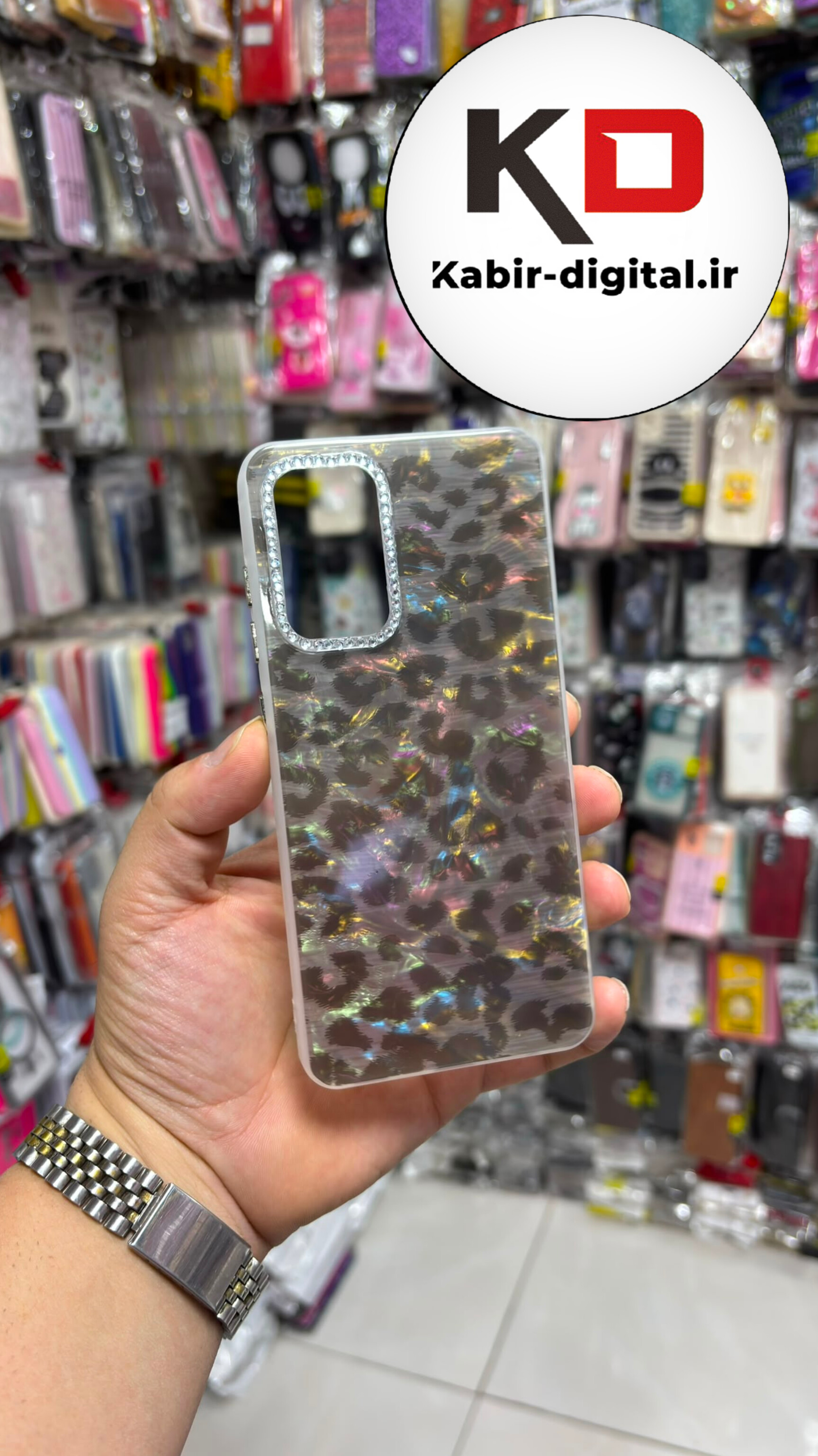 قاب گوشی Galaxy A52  / Galaxy A52S سامسونگ Crystal Case نگین دار لوکس رزینی پلنگی لنز نگین دار