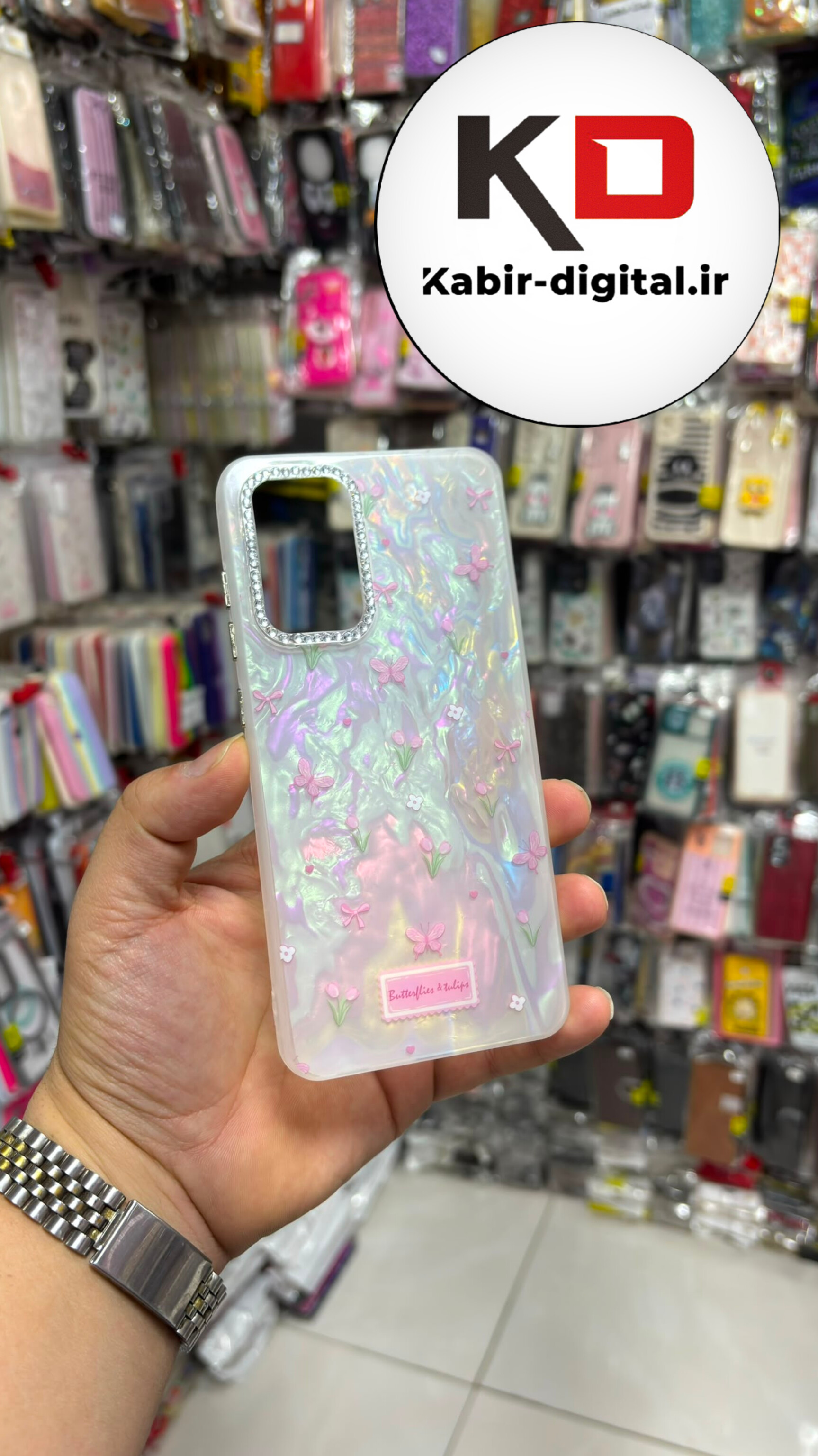 قاب گوشی Galaxy A52  / Galaxy A52S سامسونگ Crystal Case نگین دار لوکس رزینی ماربل پروانه لنز نگین دار
