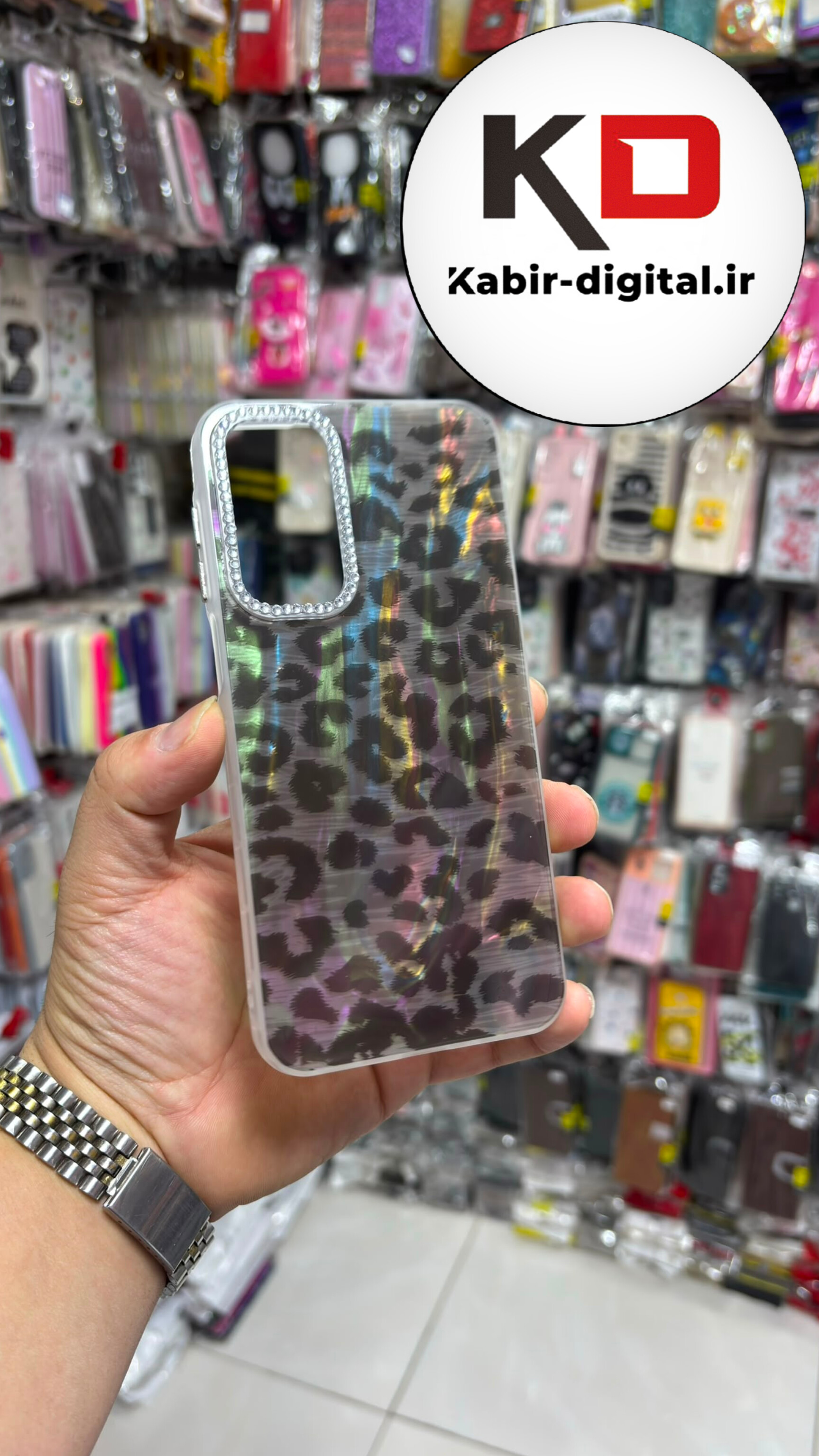 قاب گوشی Galaxy A16 / A17 / A26 سامسونگ  Crystal Case نگین دار لوکس رزینی پلنگی لنز نگین دار