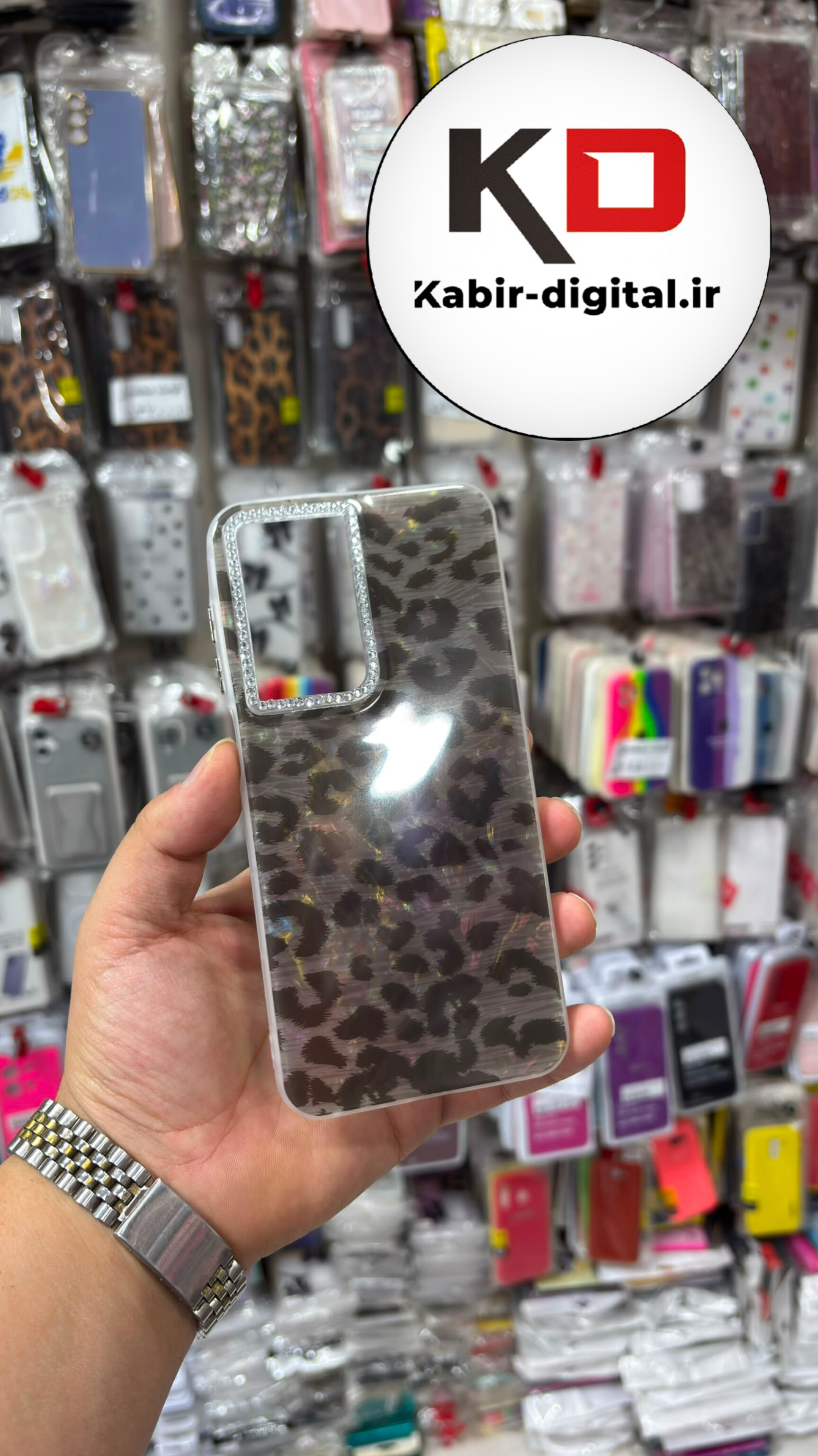 قاب گوشی Galaxy A26 سامسونگ  Crystal Case نگین دار لوکس رزینی پلنگی لنز نگین دار