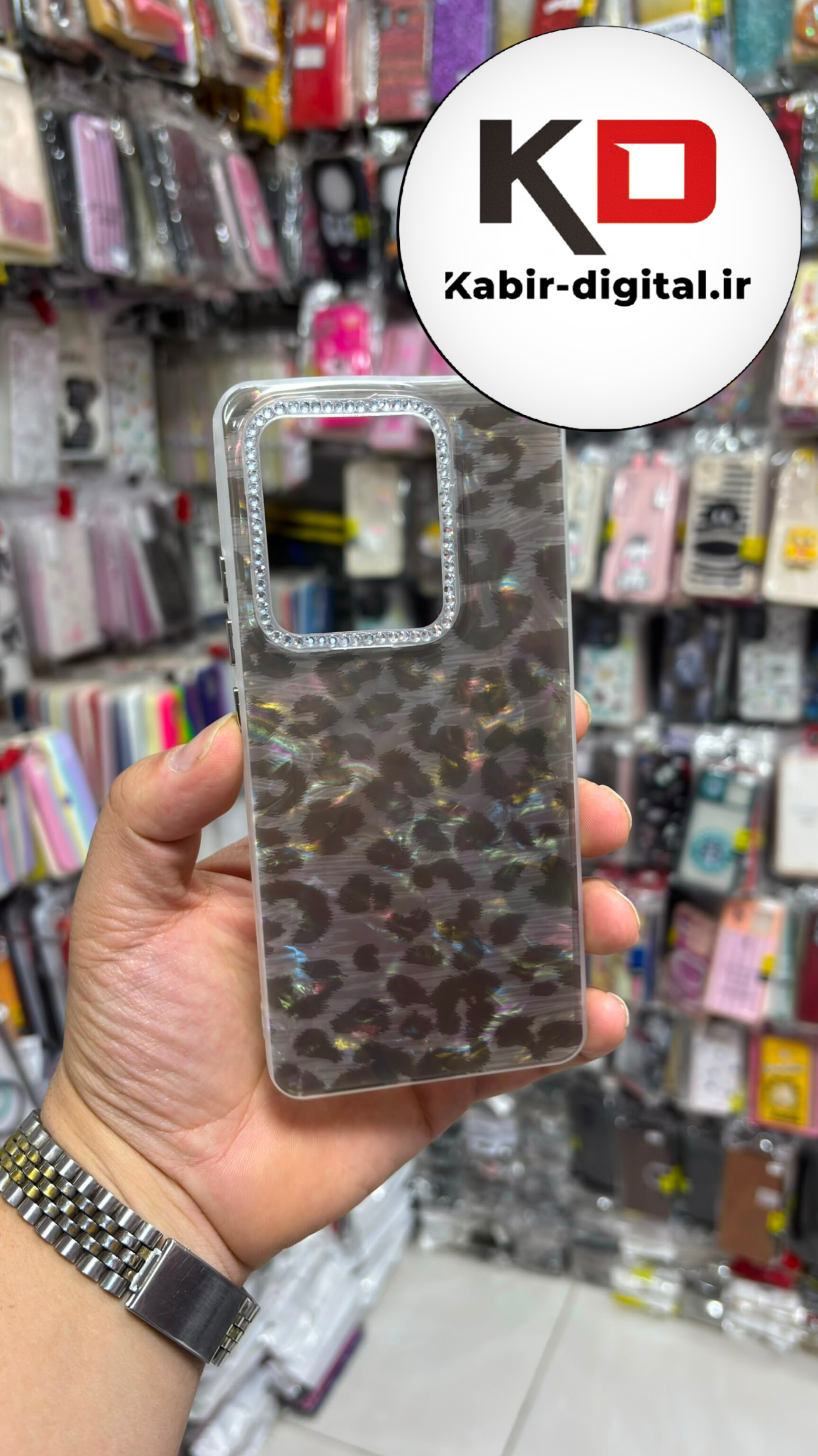 قاب گوشی Redmi Note 13 Pro 4G /Note 14S /POCO M6 Pro شیائومی Crystal Case نگین دار لوکس رزینی پلنگی لنز نگین دار