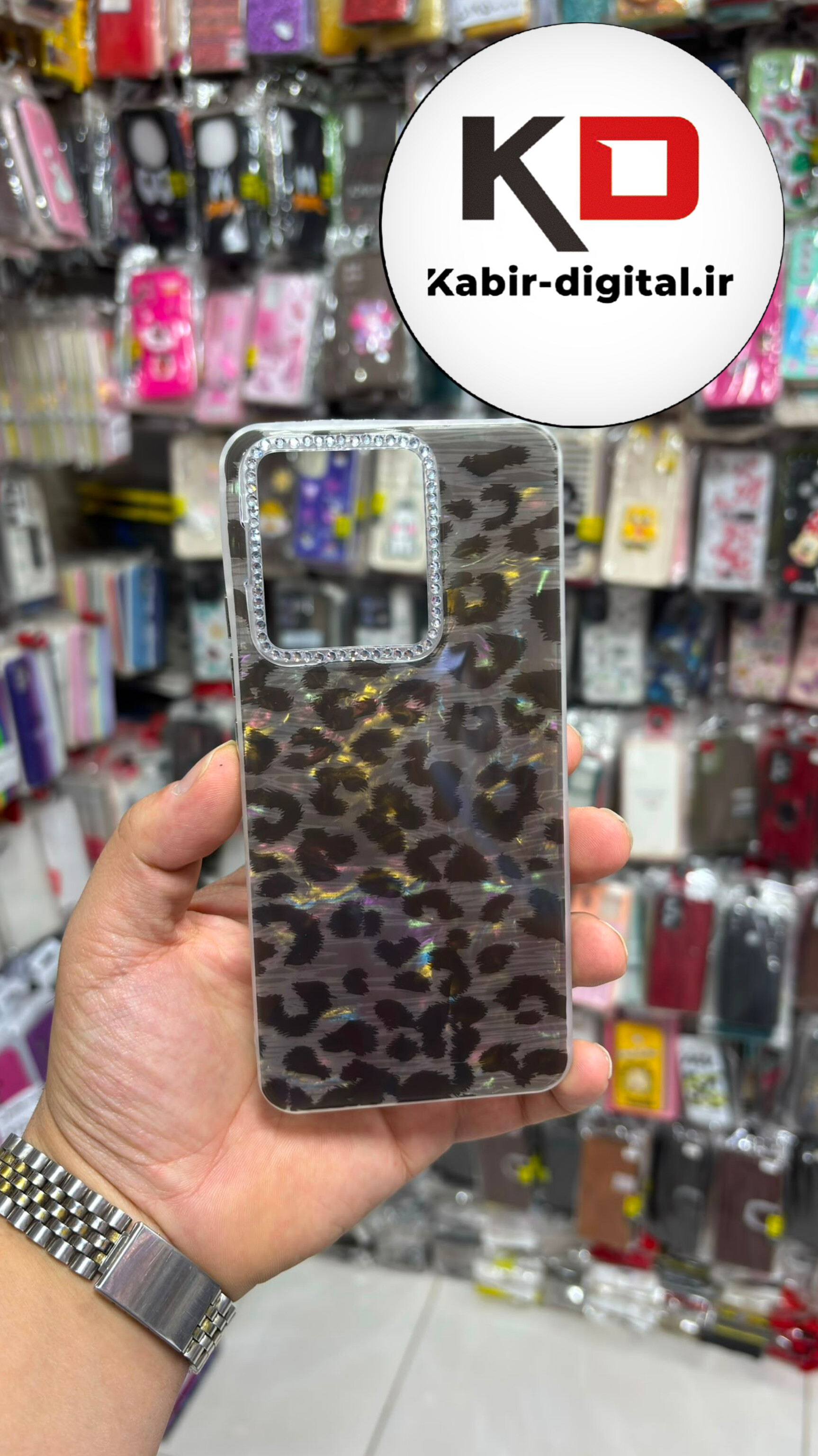 قاب گوشی Redmi Note 13  4G شیائومی Crystal Case نگین دار لوکس رزینی پلنگی لنز نگین دار
