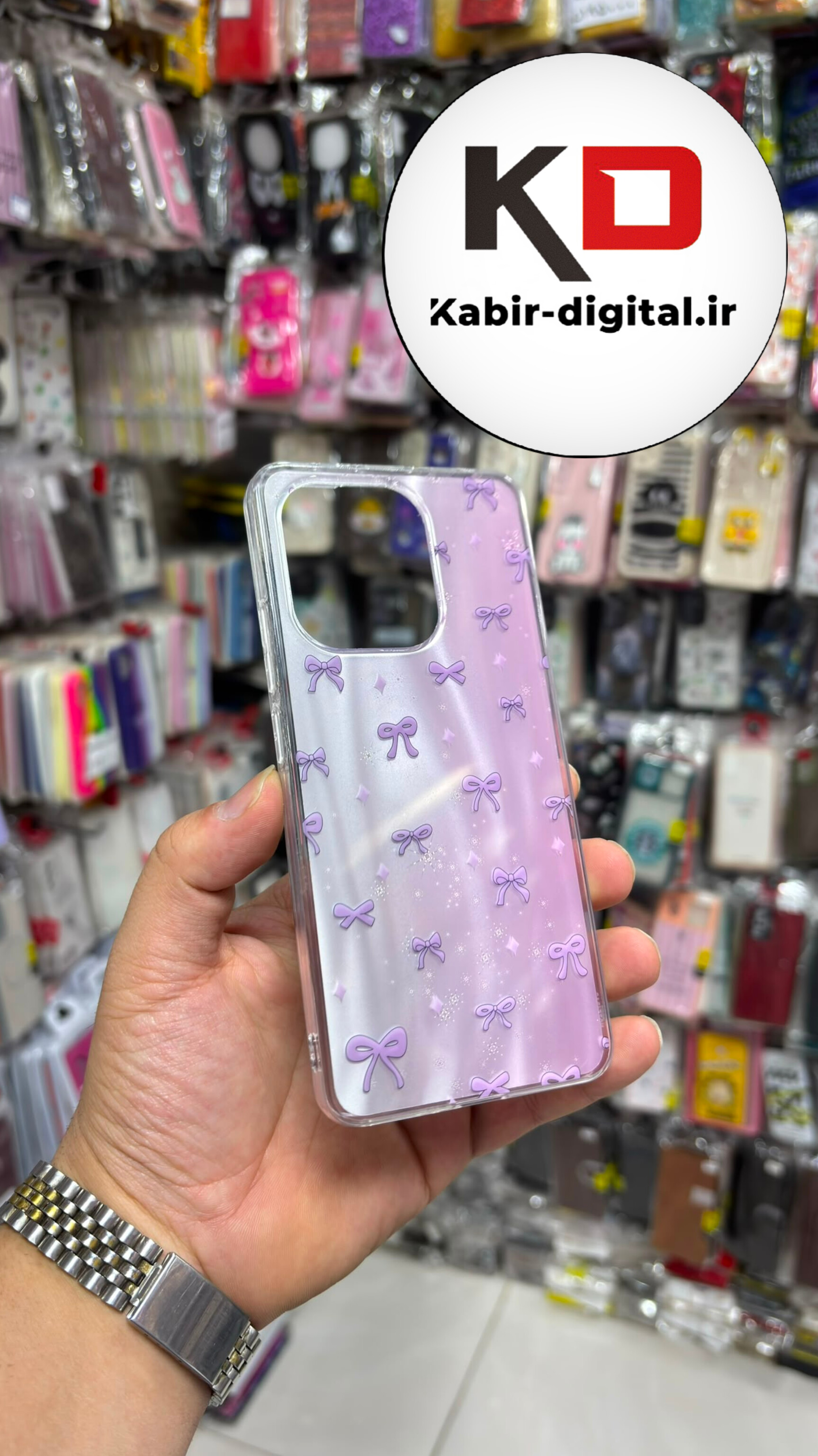 قاب گوشی Redmi Note 13  4G شیائومی فانتزی سخت Hard لیزری لاکچری طرح پاپیون بنفش