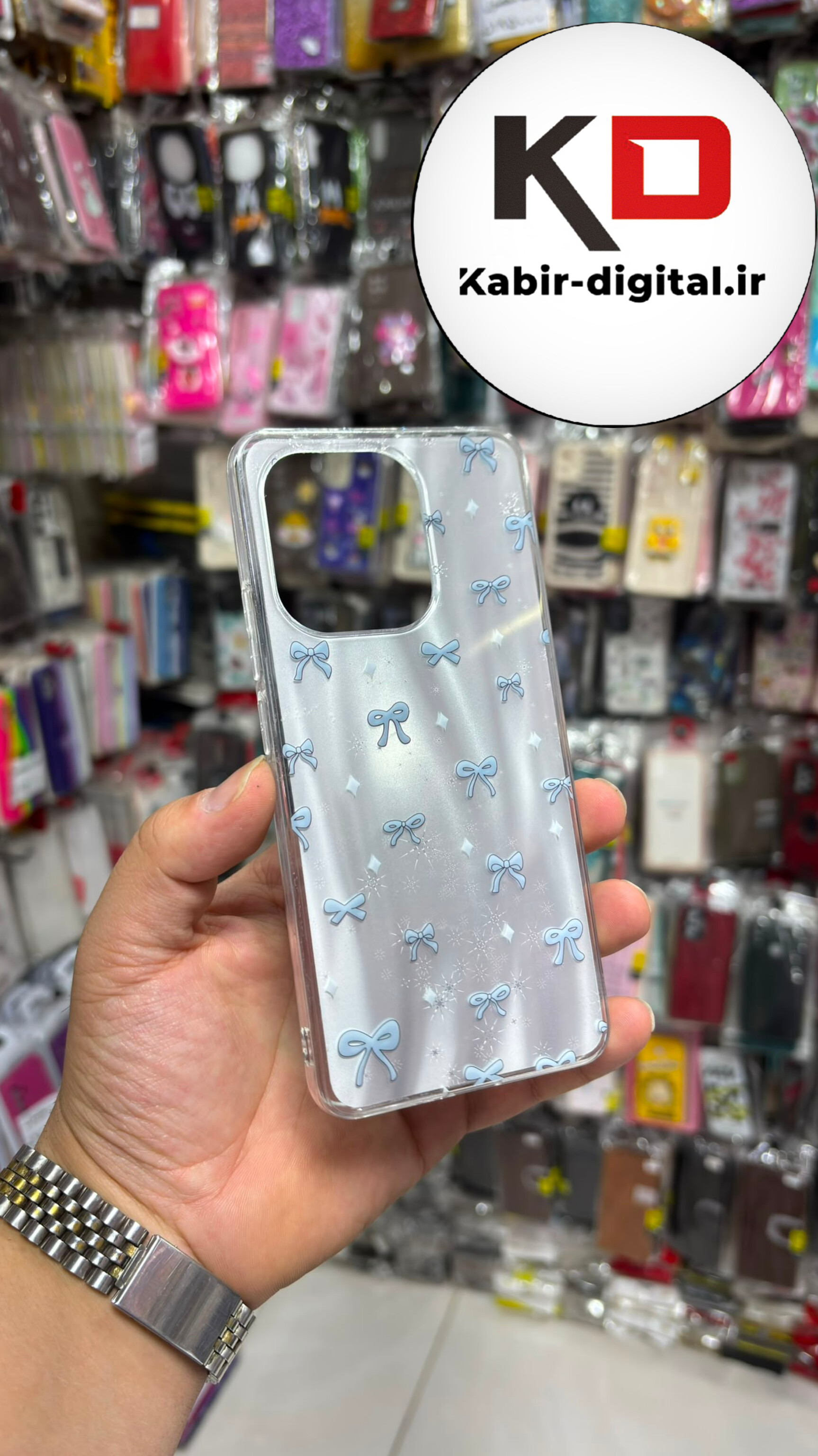 قاب گوشی Redmi Note 13  4G شیائومی فانتزی سخت Hard لیزری لاکچری طرح پاپیون آبی