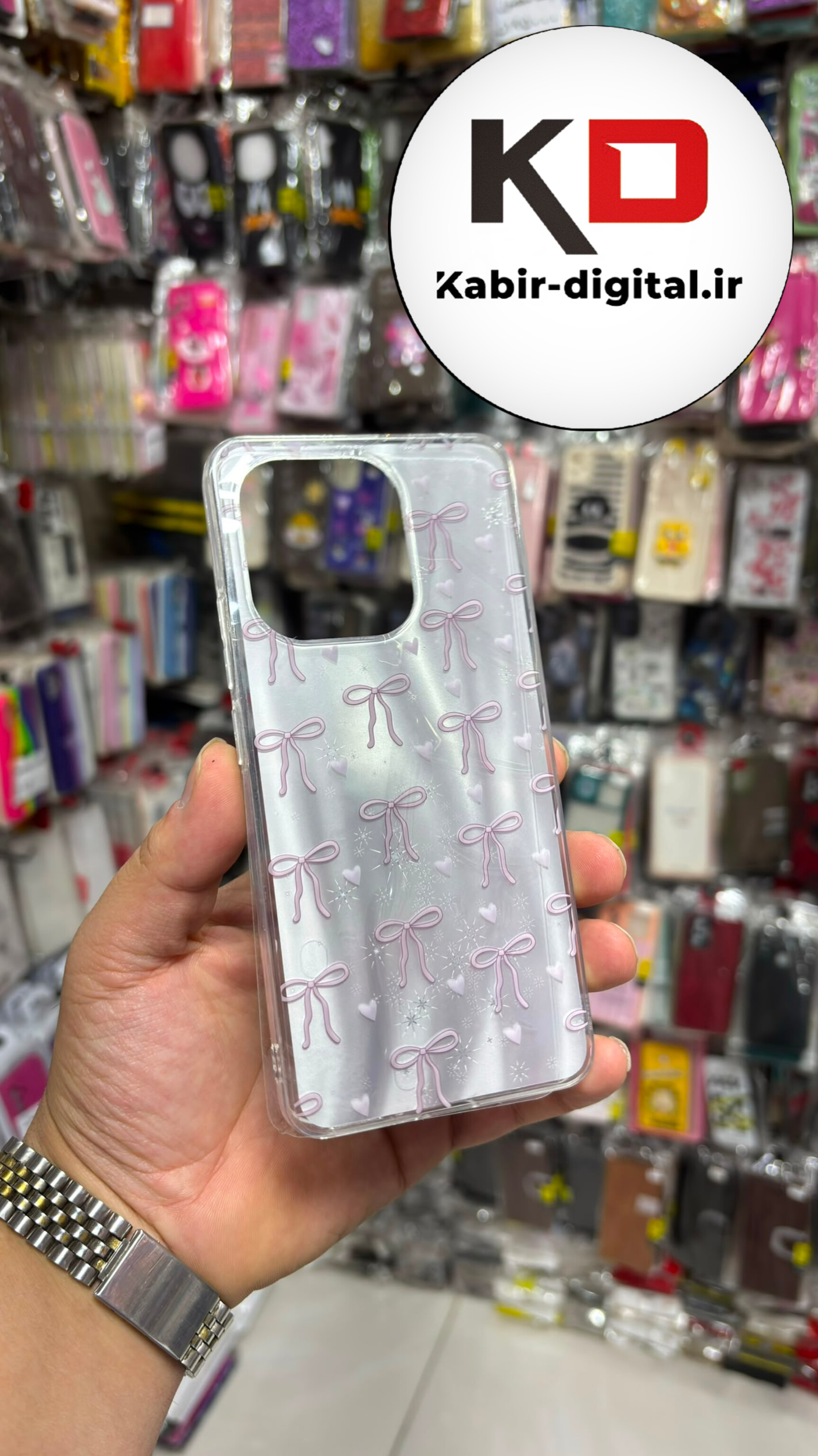 قاب گوشی Redmi Note 13  4G شیائومی فانتزی سخت Hard لیزری لاکچری طرح پاپیون صورتی