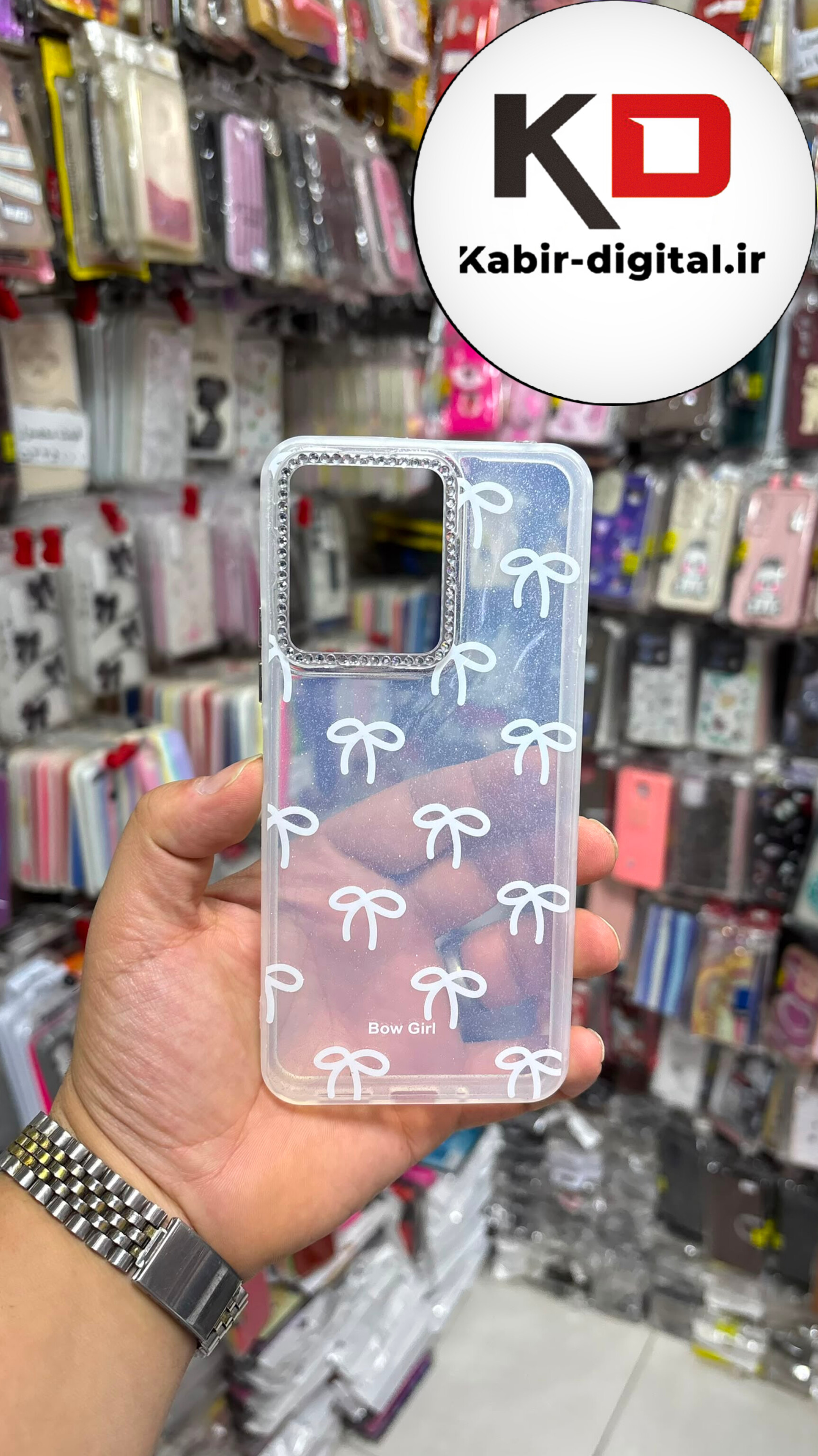 قاب گوشی Redmi Note 13C / POCO C65 شیائومی Crystal Case نگین دار لوکس شفاف اکلیلی پاپیون لنز نگین دار