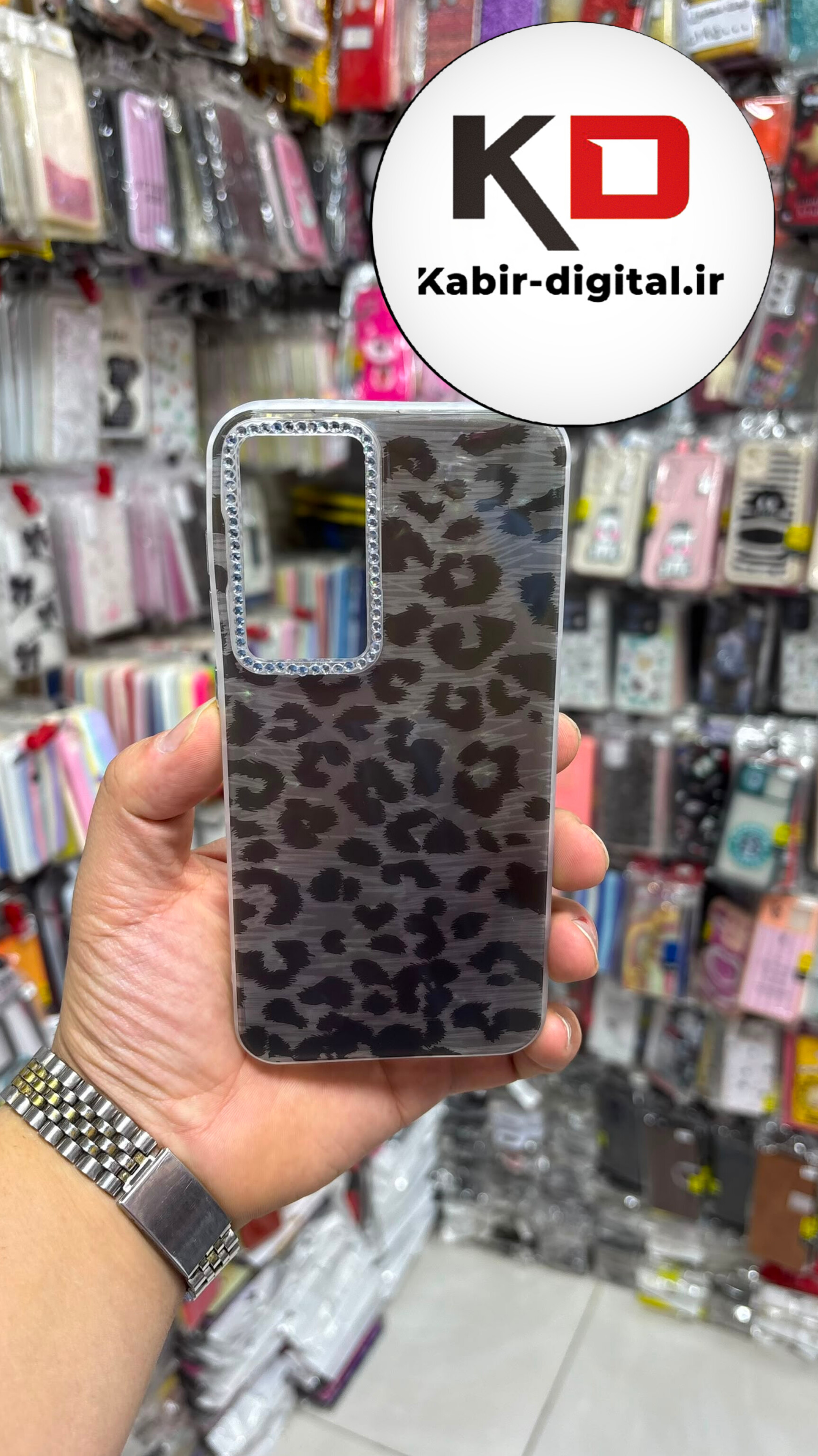 قاب گوشی Galaxy S25 FE /S24 FE سامسونگ Crystal Case نگین دار لوکس رزینی ماربل پلنگی لنز نگین دار