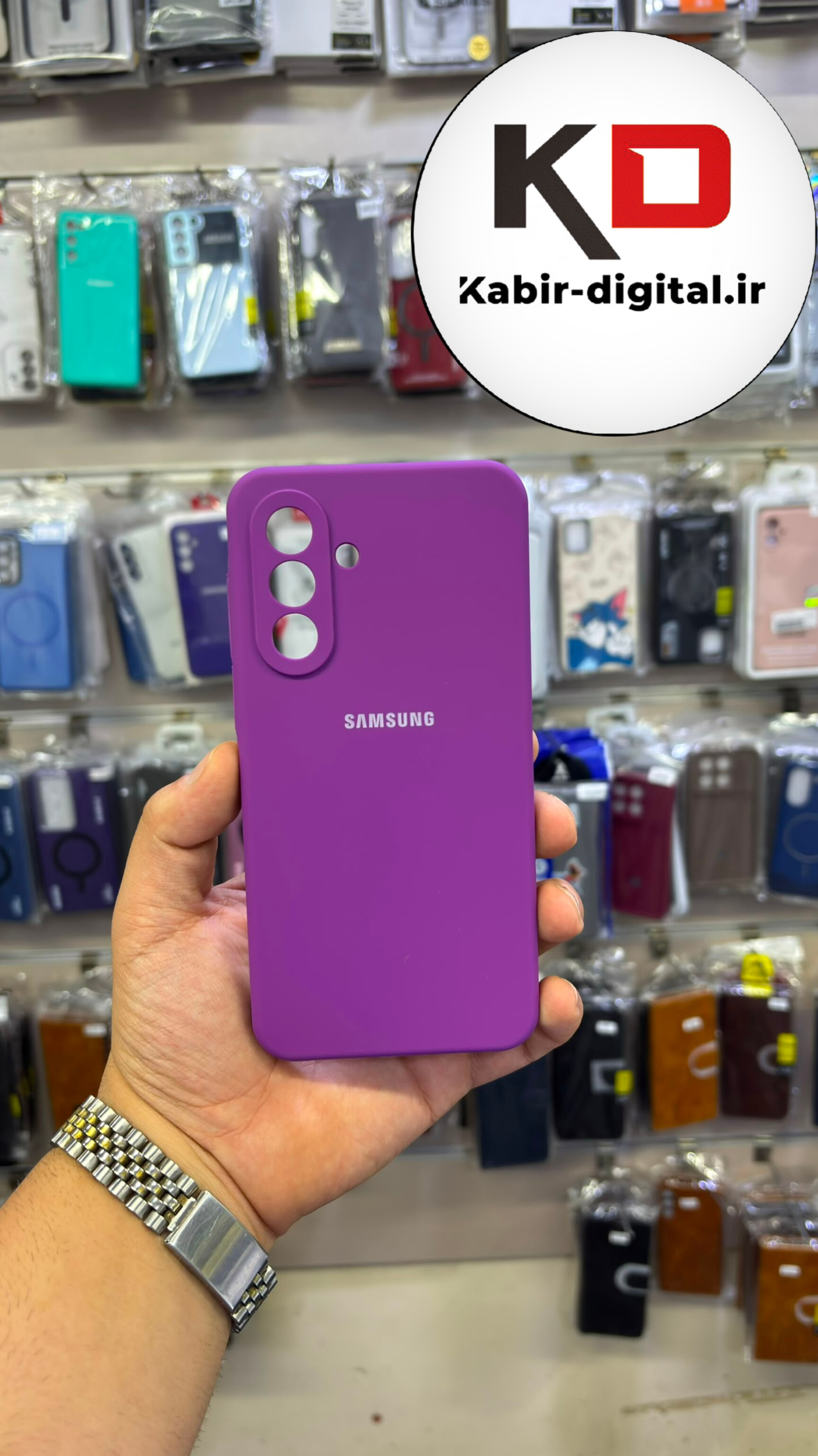 قاب گوشی Galaxy A56 / A36 سامسونگ  سیلیکونی اورجینال درجه یک داخل پارچه زیر بسته محافظ لنزدار بنفش