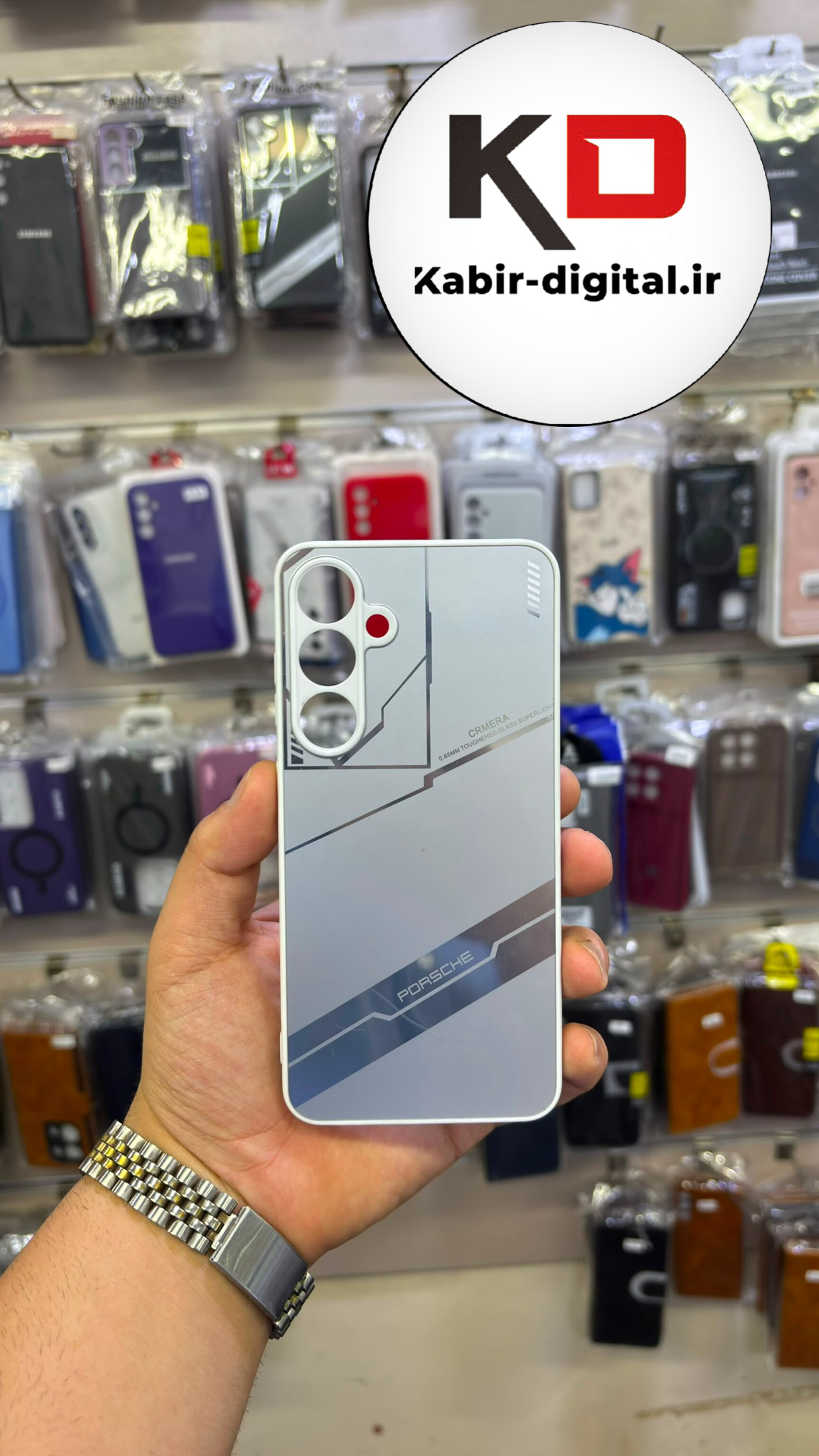 قاب گوشی Galaxy S24 FE سامسونگ PVD دور سیلیکونی PORSCHE دو رنگ تیتانیومی محافظ لنز دار