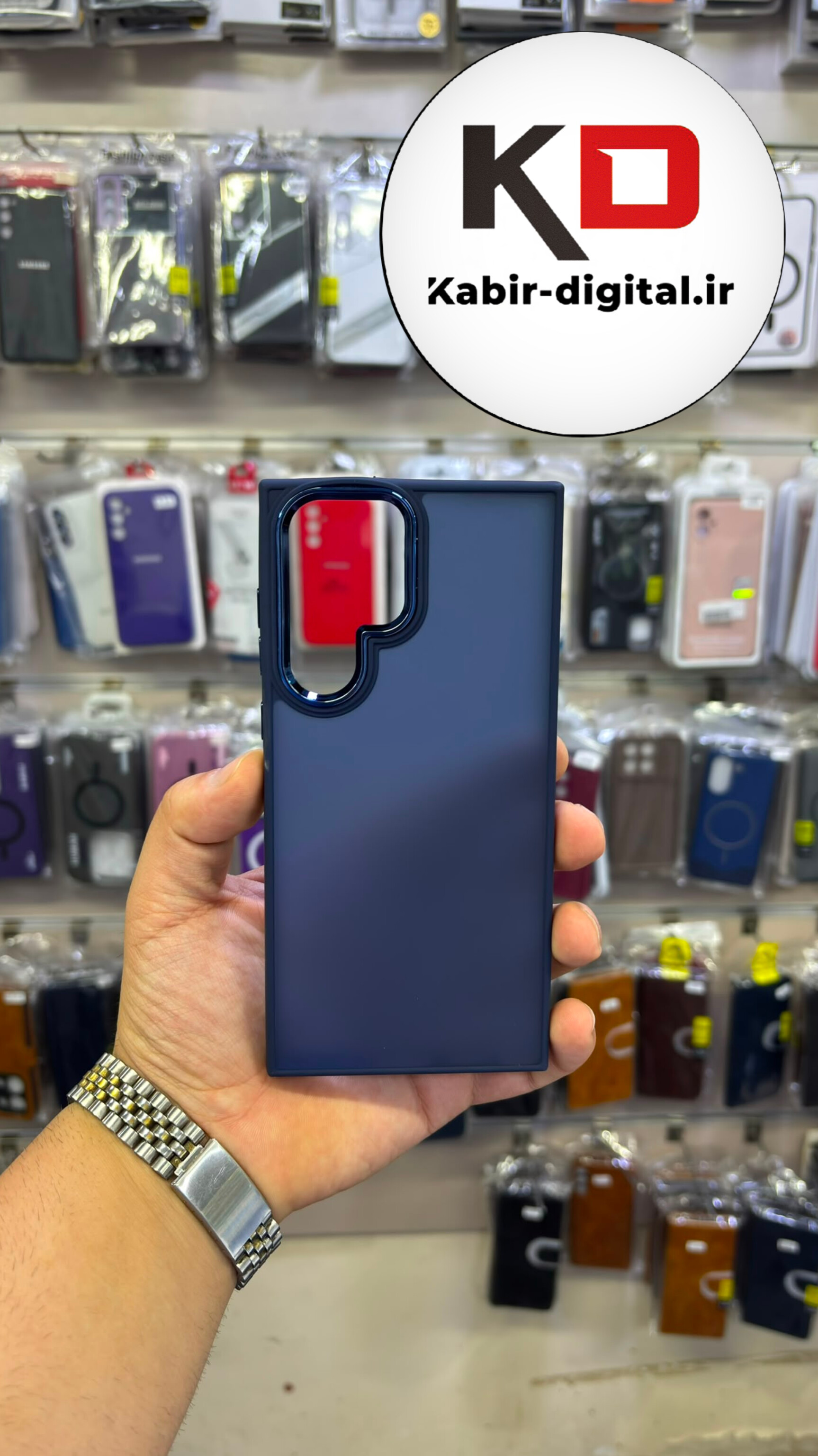قاب گوشی Galaxy S22 Ultra سامسونگ  پشت مات متال کیس Metal طرح پشت طلق شفاف دور سیلیکونی آبی کاربنی