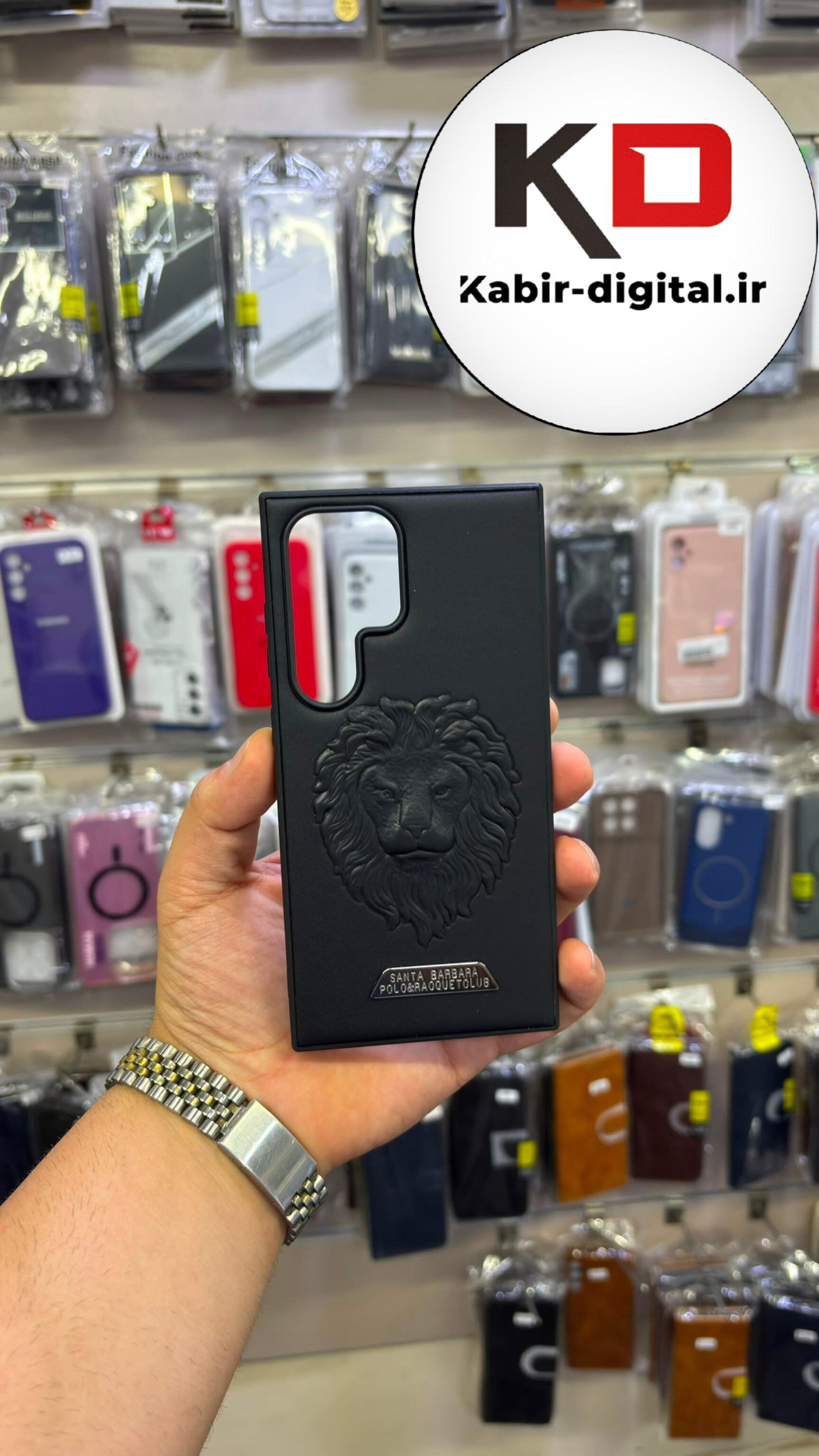 قاب گوشی Galaxy S24 Ultra سامسونگ پولو POLO اورجینال هارد لاکچری گلدوزی دور سیلیکونی طرح شیر