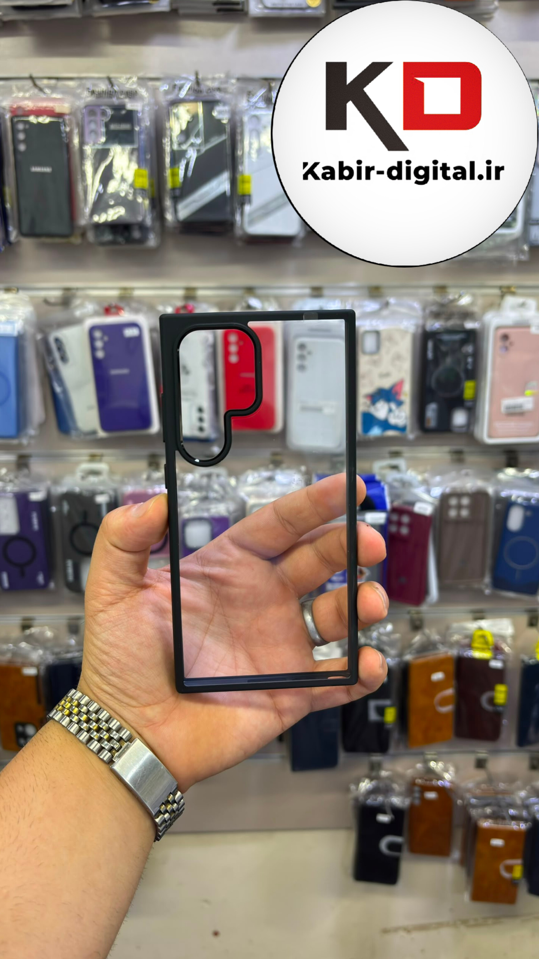قاب گوشی Galaxy S24 Utra سامسونگ پشت شفاف اورجینال Metal Stand Case محافظ لنزدار مشکی
