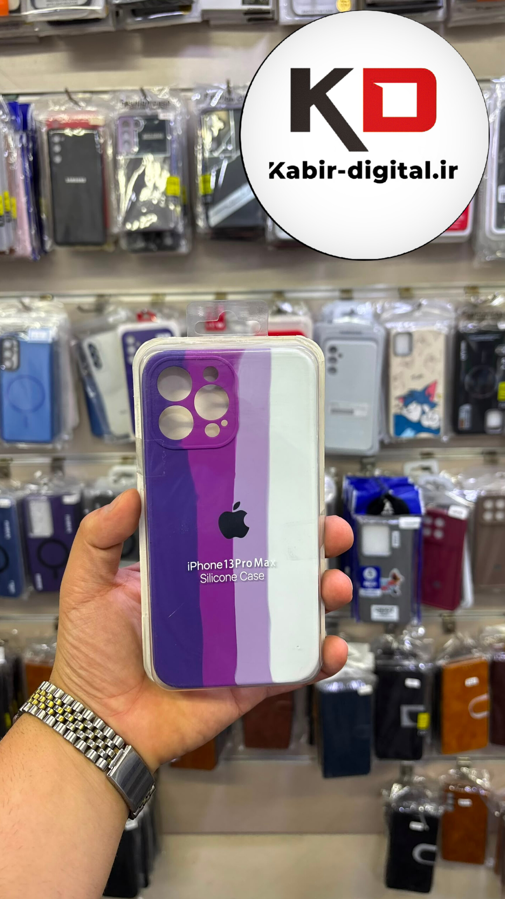 قاب گوشی iPhone 13 Pro Max آیفون سیلیکونی اورجینال درجه یک رنگین کمان  زیر بسته محافظ لنزدار