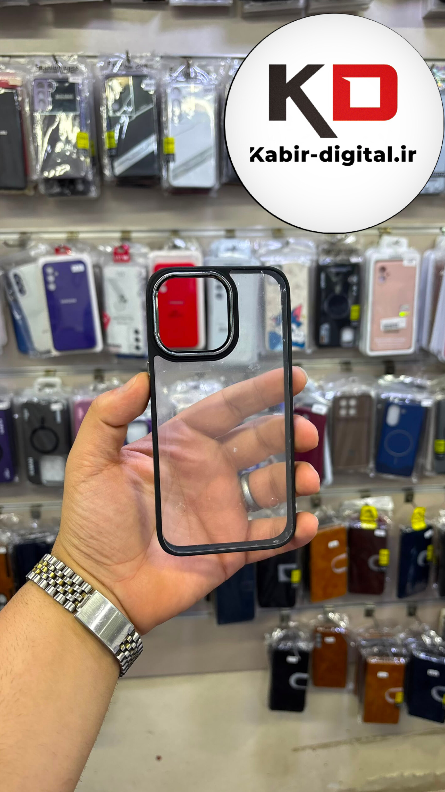 قاب گوشی iPhone 13 Pro آیفون اورجینال متال کیس Metal اورجینال CASE PRO طرح پشت طلق شفاف دور سیلیکونی مشکی