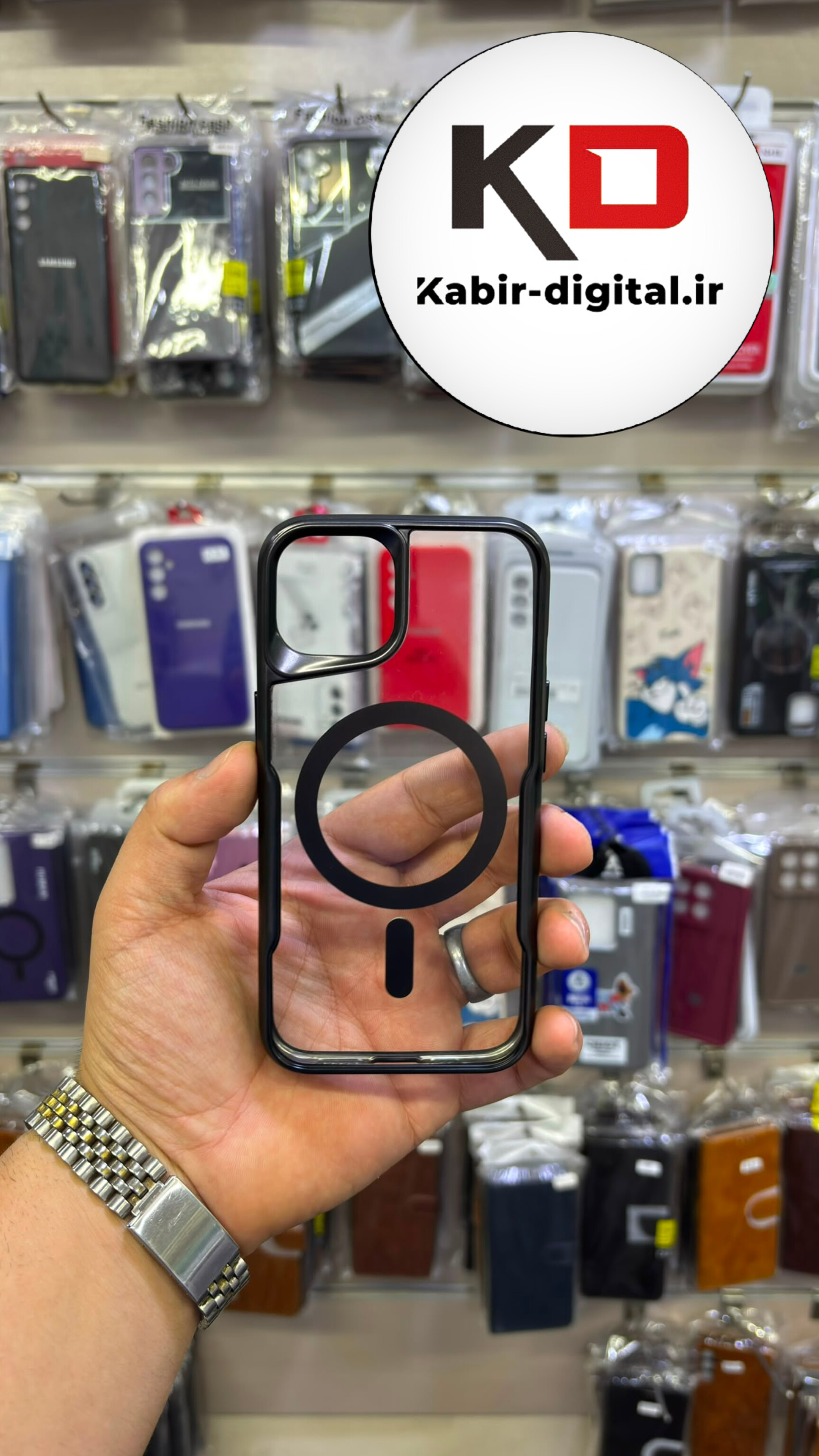قاب گوشی iPhone 13 / 14 آیفون پشت شفاف مگ سیف دار MagSafe اورجینال Metal Stand Case محافظ لنزدار