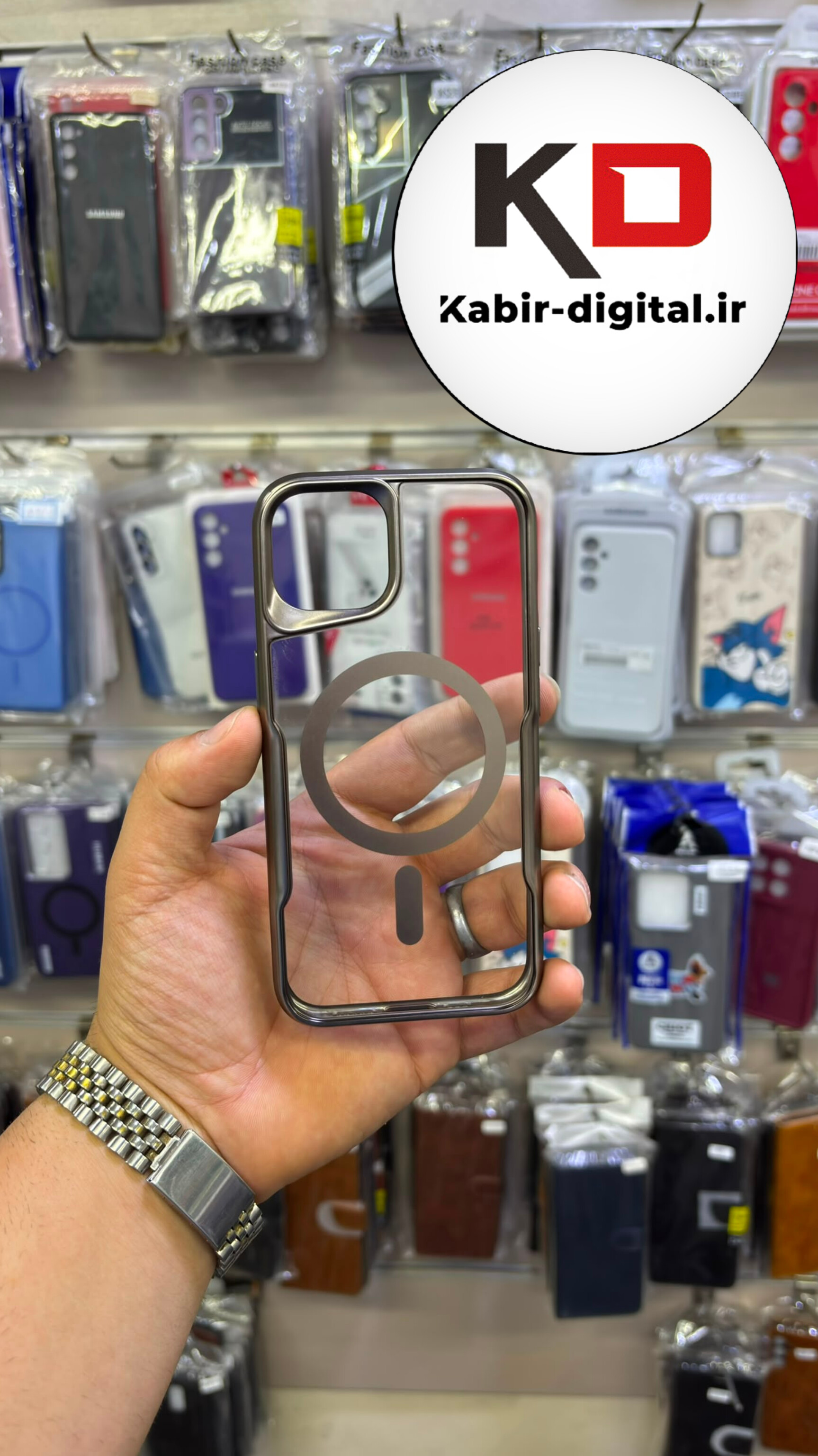 قاب گوشی iPhone 13 / 14 آیفون پشت شفاف مگ سیف دار MagSafe اورجینال Metal Stand Case محافظ لنزدار
