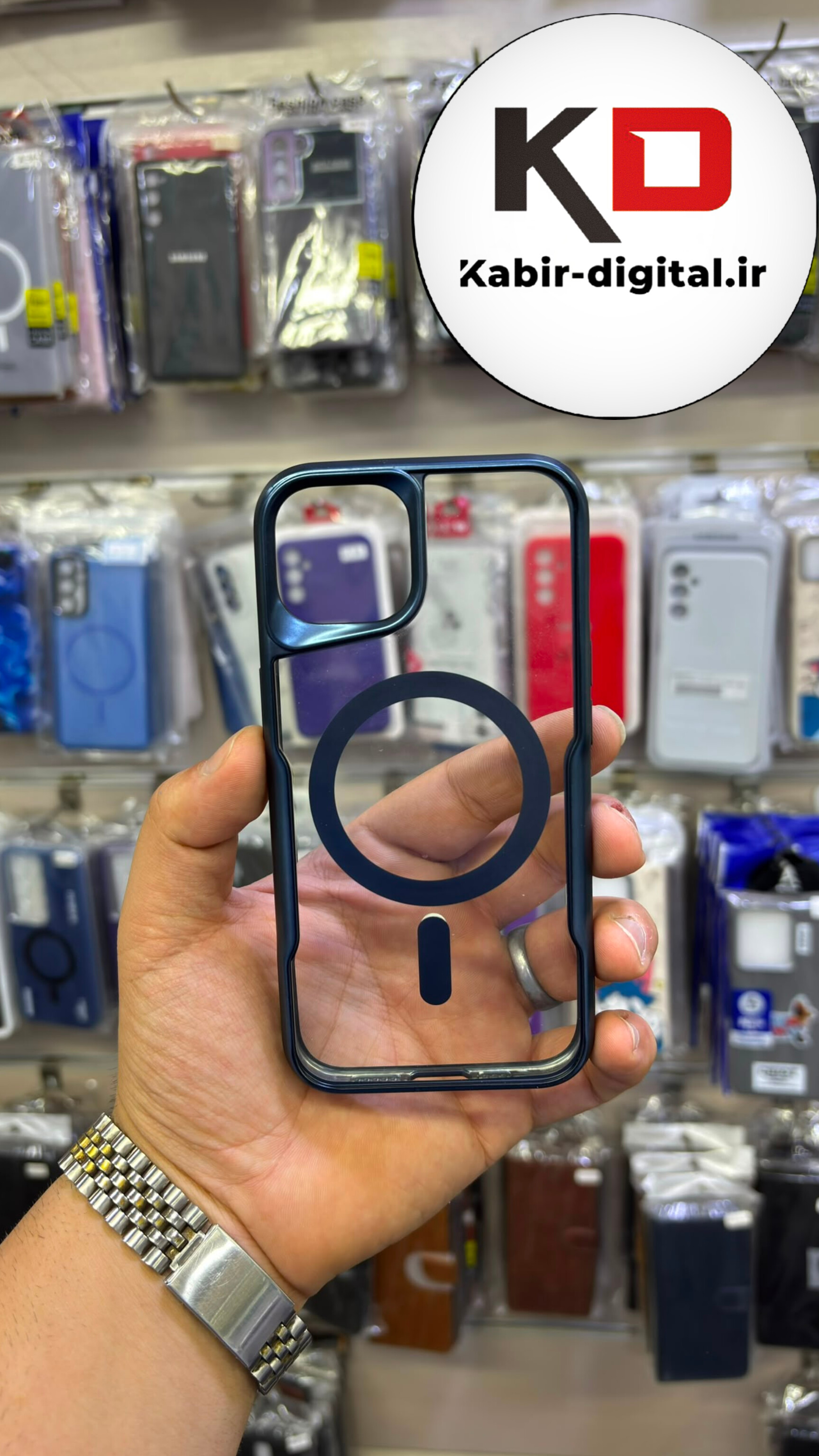 قاب گوشی iPhone 13 / 14 آیفون پشت شفاف مگ سیف دار MagSafe اورجینال Metal Stand Case محافظ لنزدار