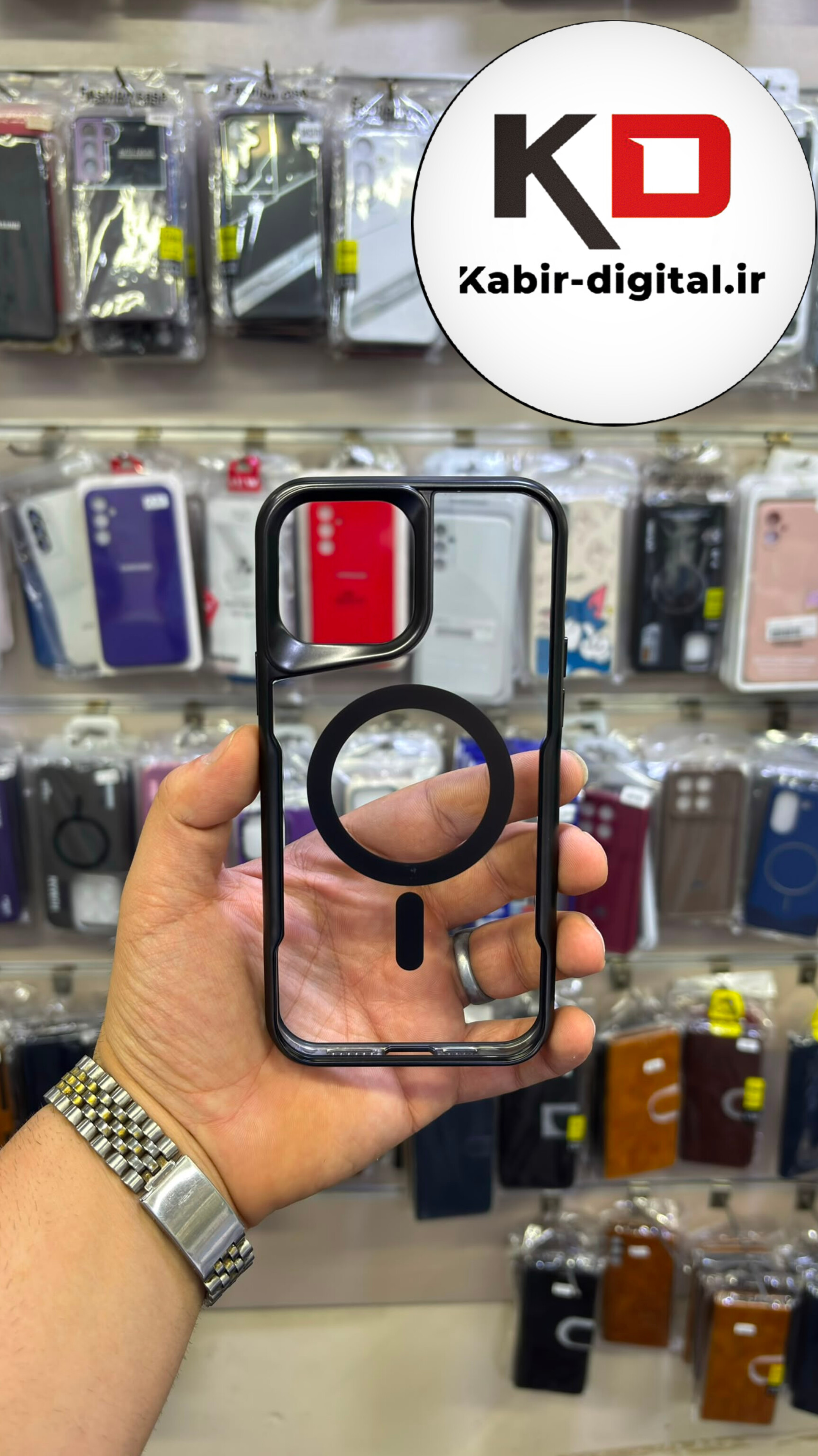 قاب گوشی iPhone 13 Pro Max آیفون پشت شفاف مگ سیف دار MagSafe اورجینال Metal Stand Case محافظ لنزدار