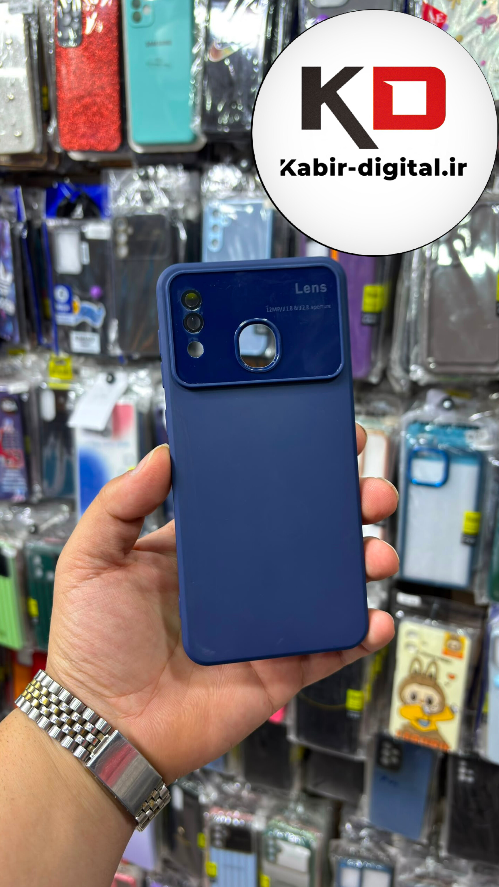 قاب گوشی Galaxy A30 / A20 سامسونگ سیلیکونی طرح Camera Lens آبی محافظ لنزدار