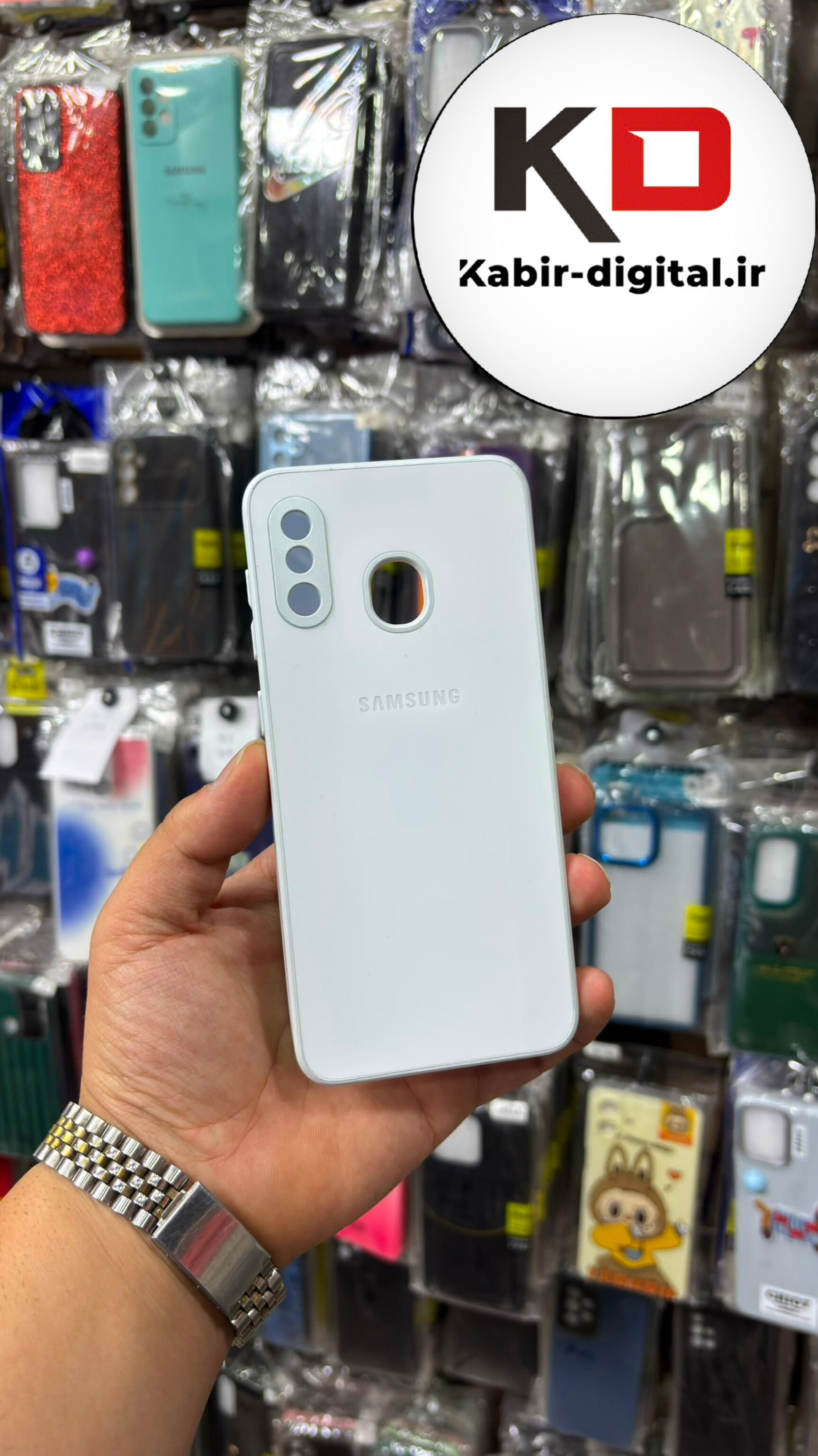 قاب گوشی Galaxy A30 / A20 سامسونگ پشت گلس شیشه‌ای براق محافظ لنزدار