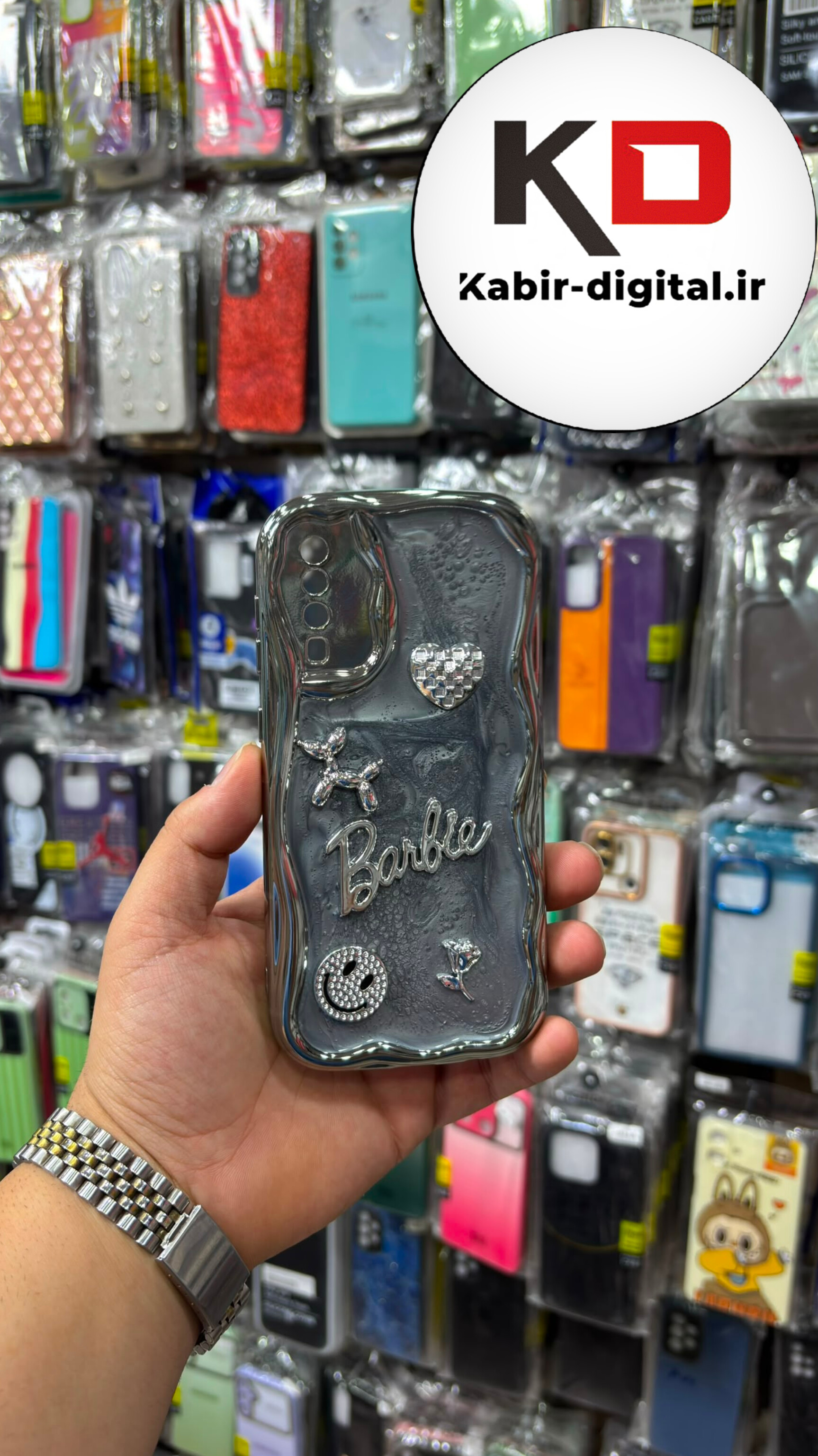 قاب گوشی Galaxy A50 / A50s / A30s سامسونگ طرح آینه ایی اورجینال پاپیون برجسته کرومی بالشتی محافظ لنز دار رنگ نقره ای