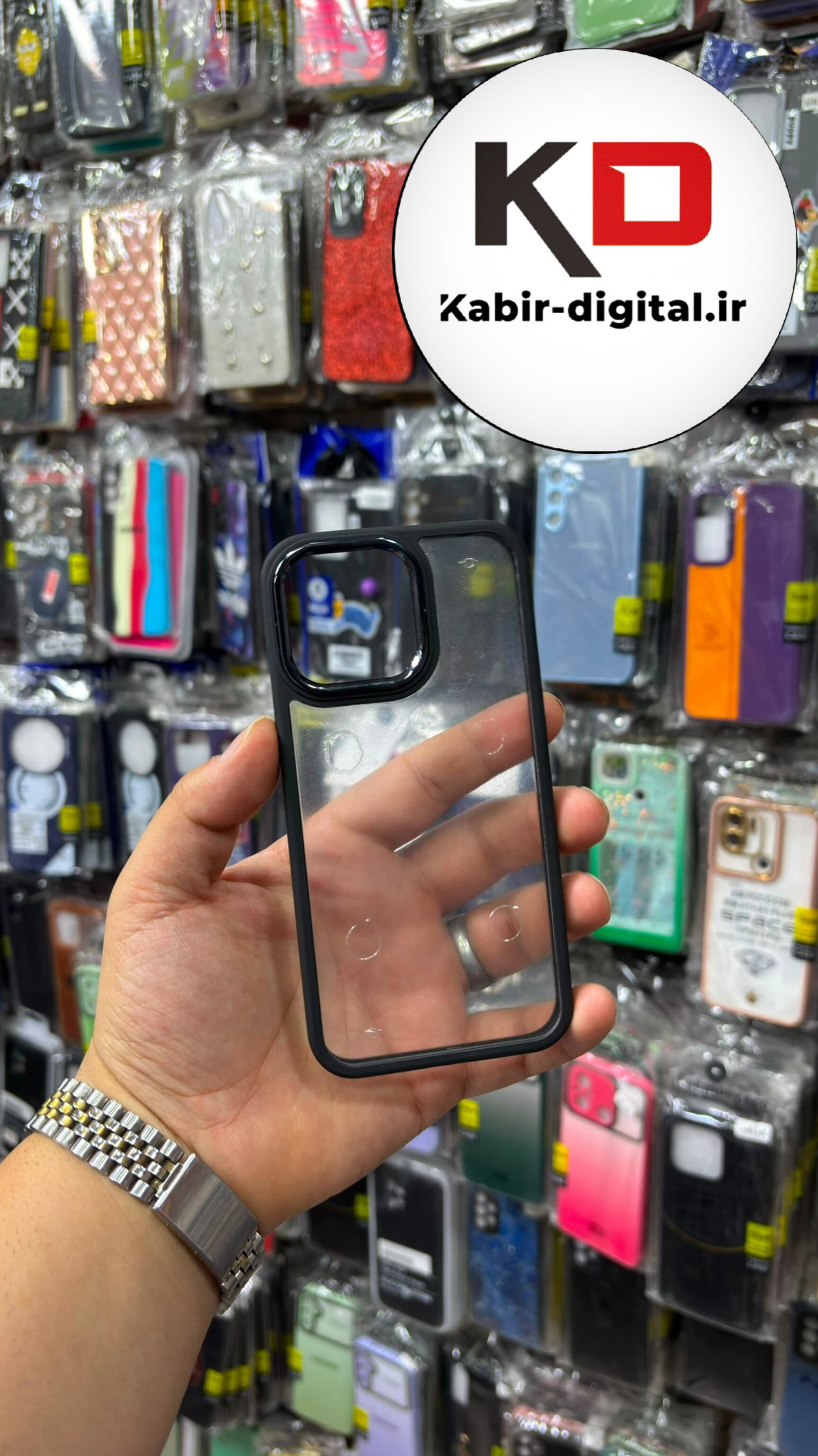 قاب گوشی iPhone 13 Pro Max آیفون اورجینال متال کیس Metal اورجینال CASE PRO طرح پشت طلق شفاف دور سیلیکونی مشکی