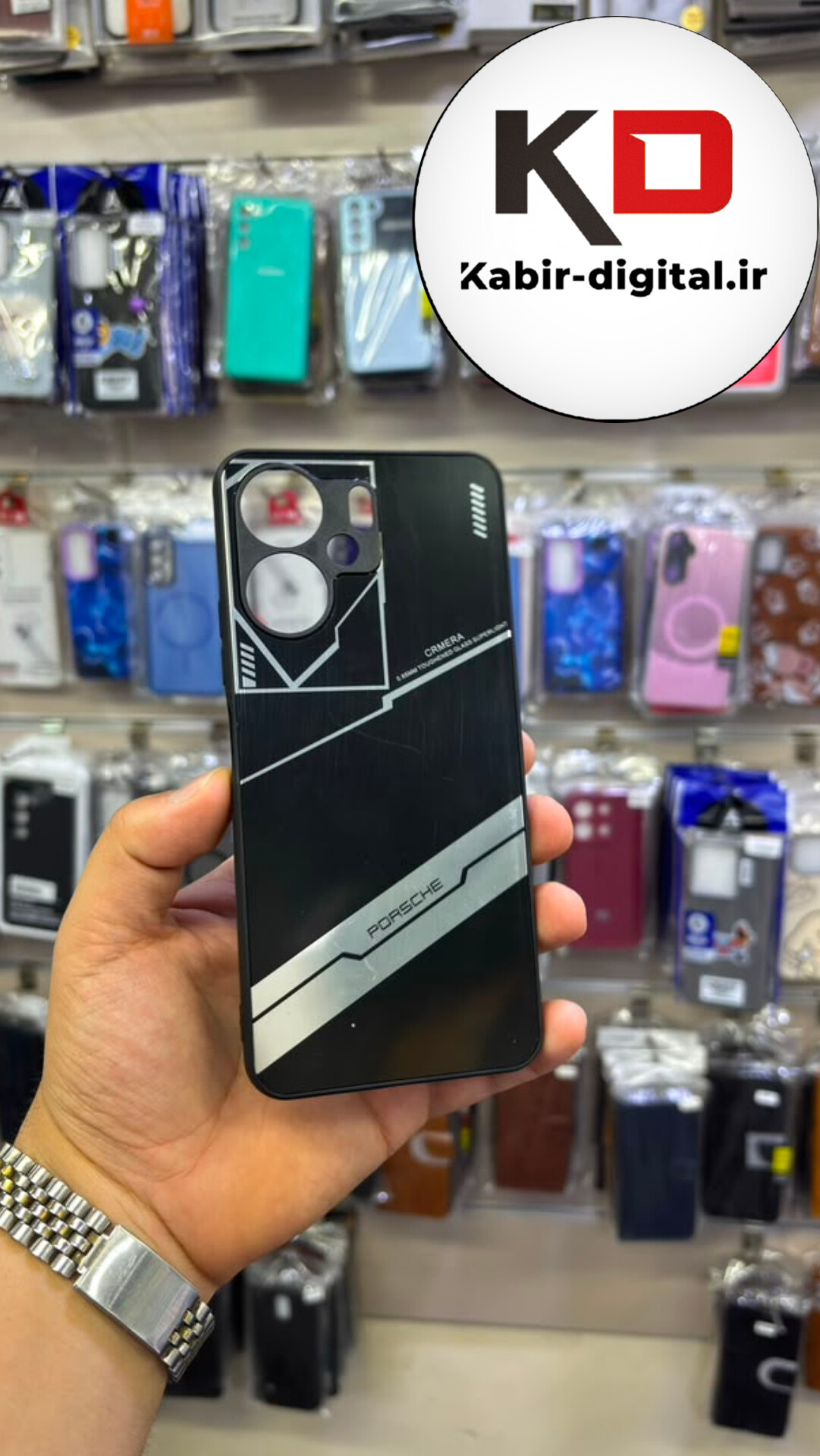 قاب گوشی Redmi 13C / POCO C65 شیائومی PVD دور سیلیکونی PORSCHE دو رنگ تیتانیومی محافظ لنز دار