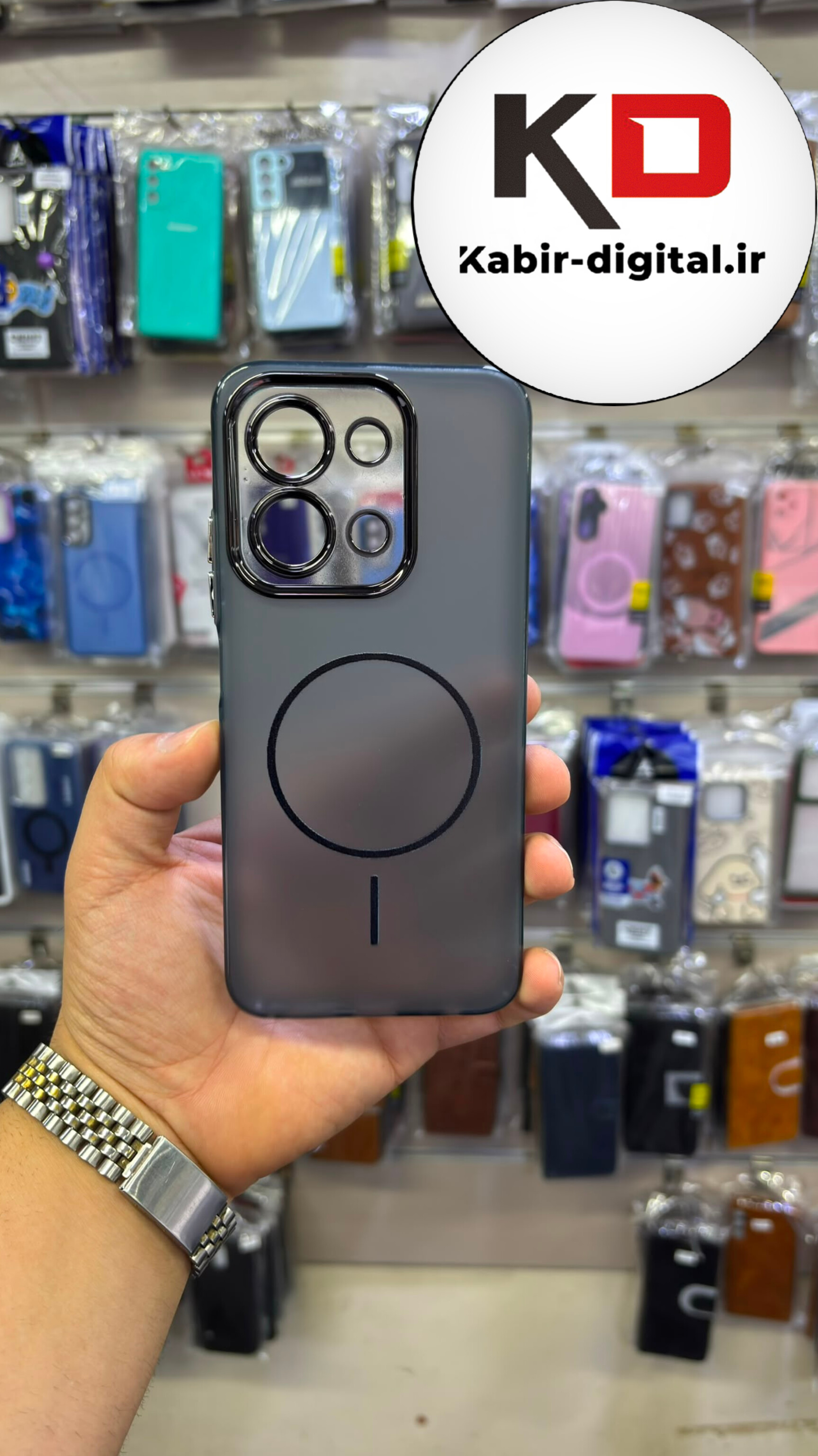 قاب گوشی Redmi 15C / POCO C85 شیائومی Slim MagSafe Case مات کروم طرح مگ سیف محافظ لنز دار مشکی