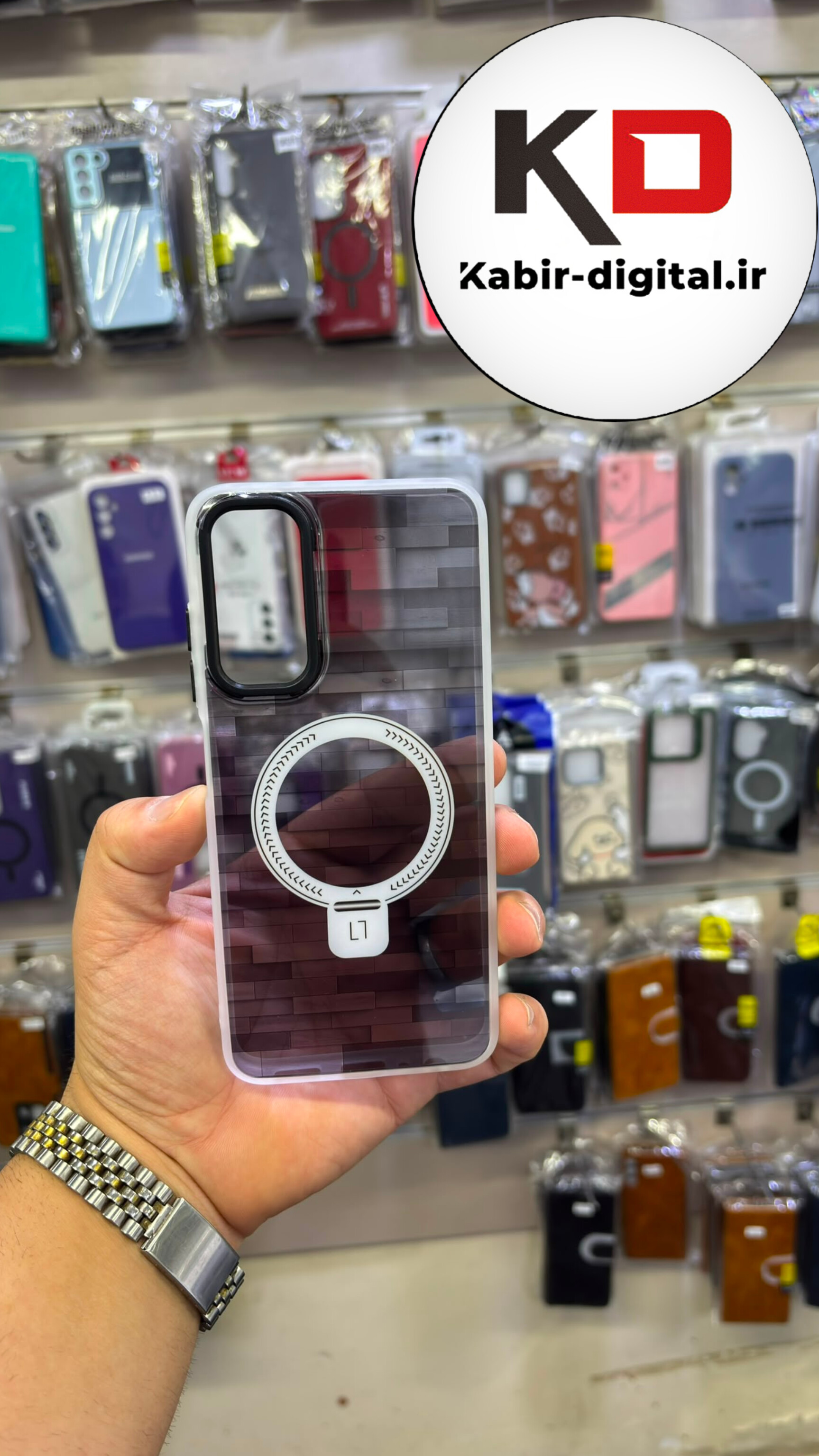 قاب گوشی Galaxy A05s سامسونگ پشت شفاف لنز کروم طرح مگ سیف محافظ لنز دار مشکی