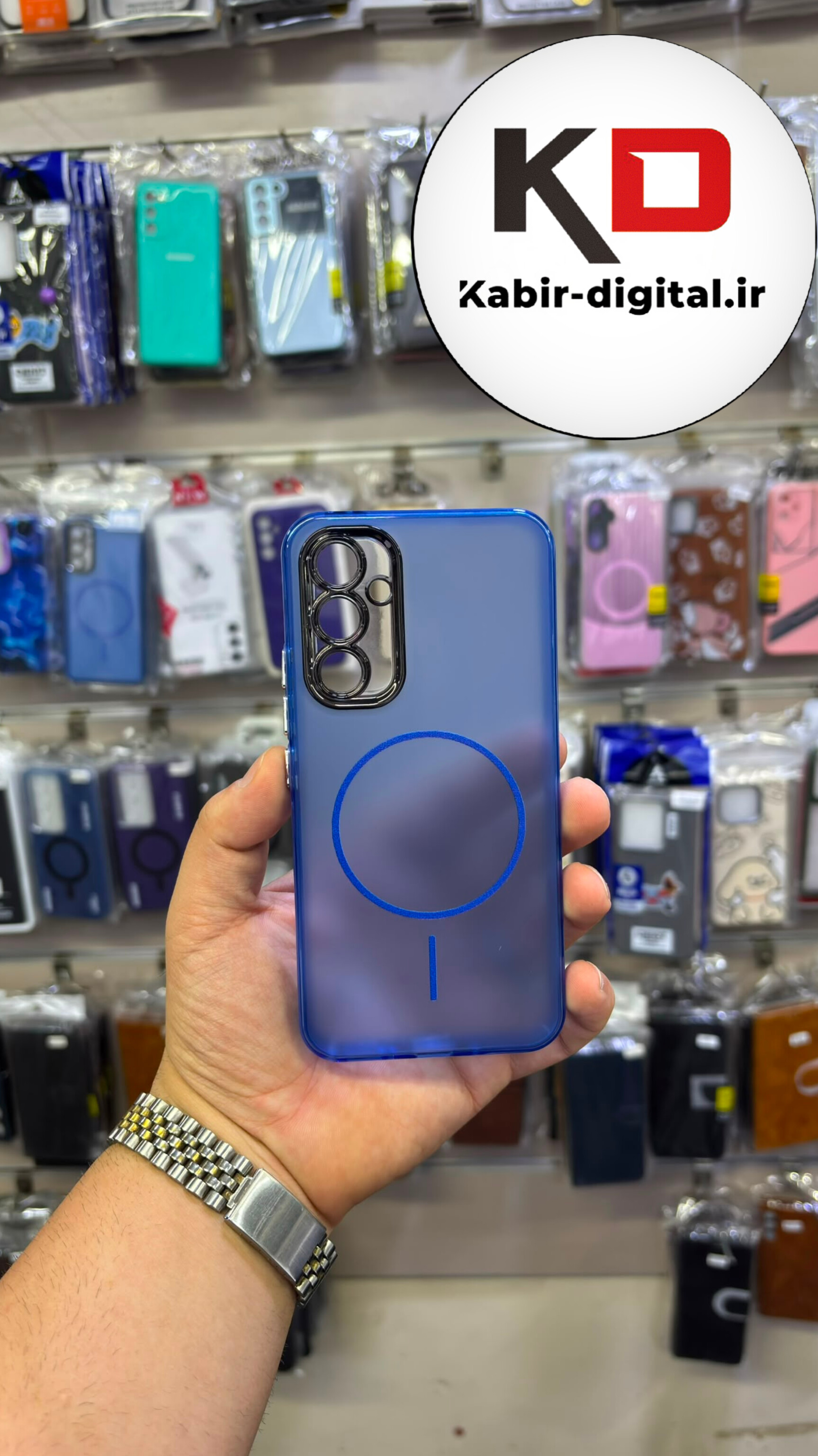 قاب گوشی Galaxy A05s سامسونگ Slim MagSafe Case مات کروم طرح مگ سیف محافظ لنز دار  آبی