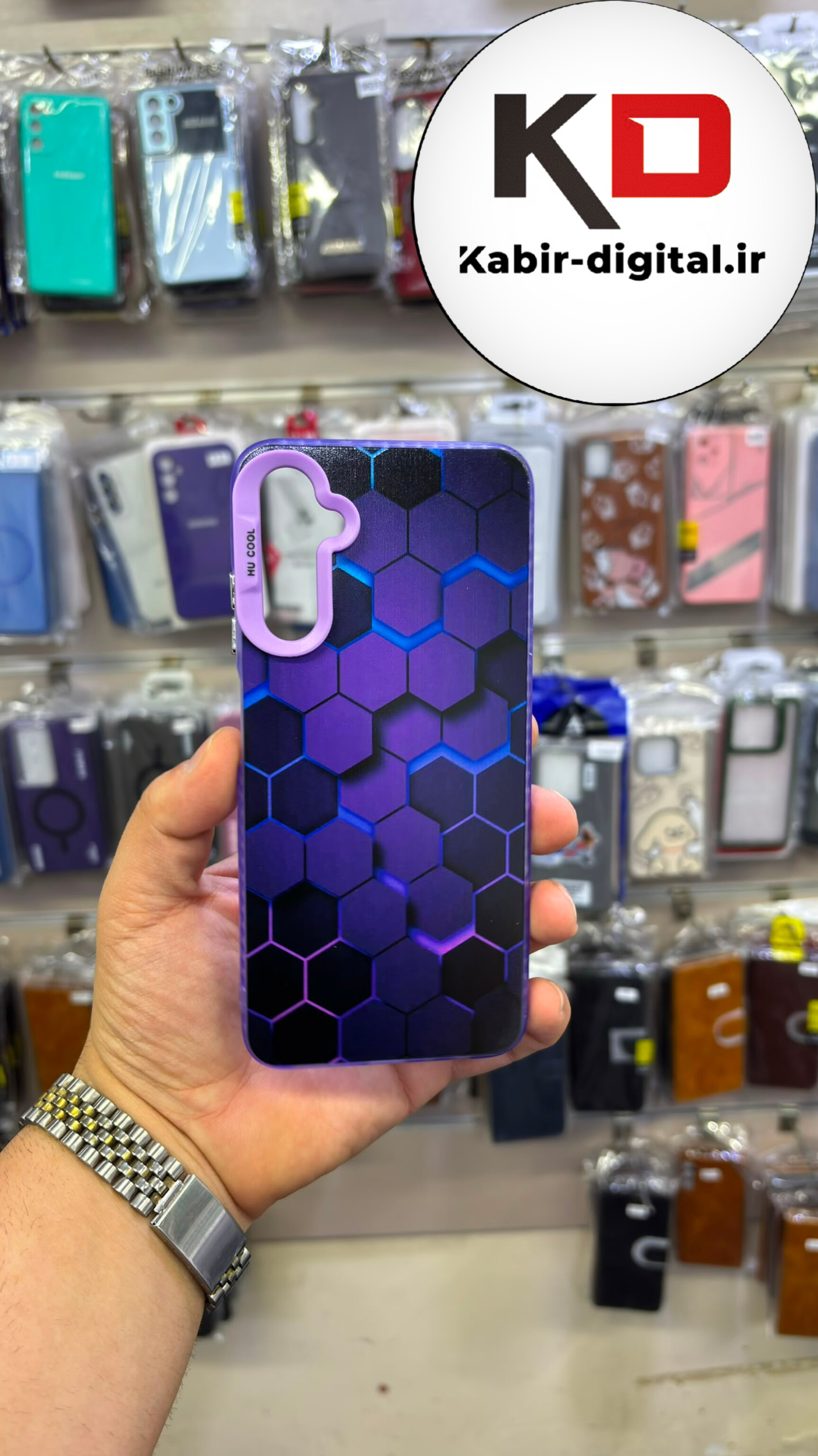 قاب گوشی Galaxy A05s سامسونگ  اورجینال SO COOL سوکول طرح دار فانتزی محافظ لنزدار دکمه کرومی طرح شش ضلعی