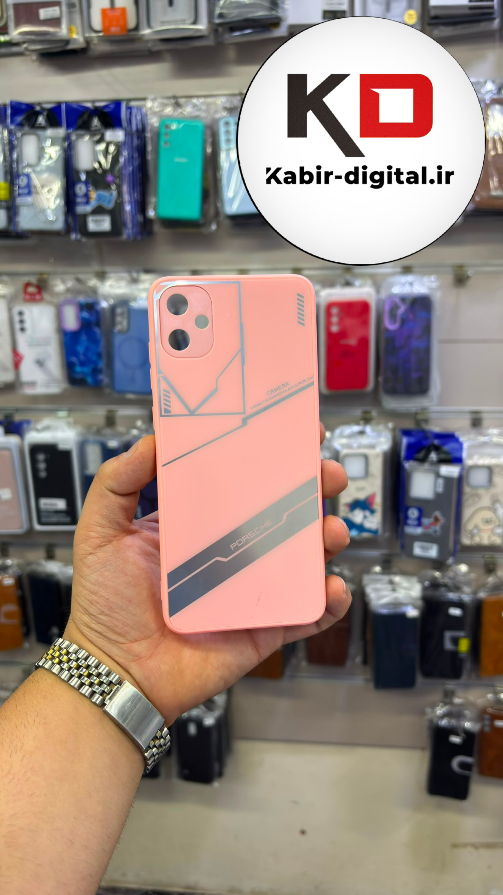 قاب گوشی Galaxy A05 سامسونگ PVD دور سیلیکونی PORSCHE دو رنگ تیتانیومی محافظ لنز دار
