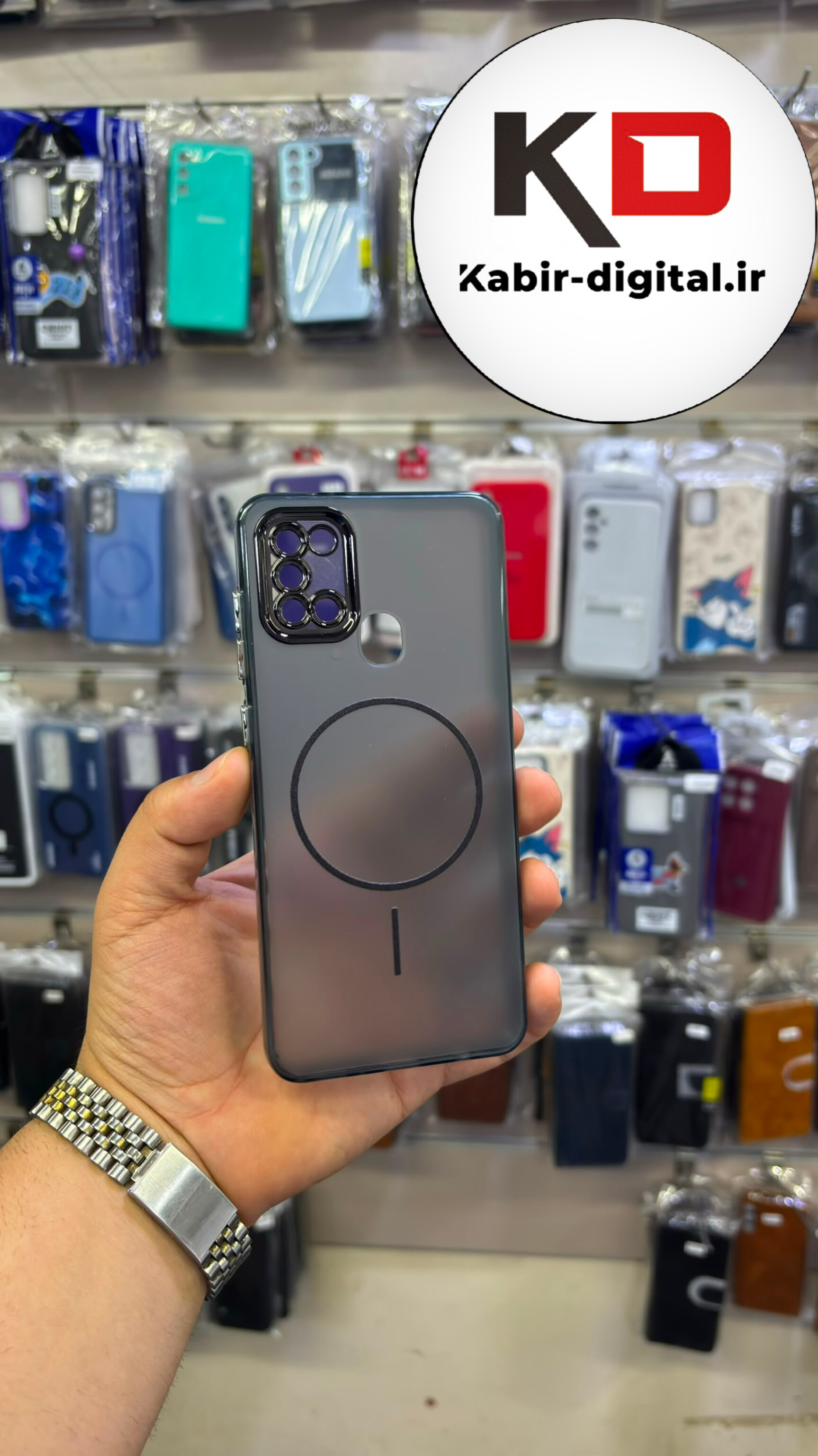 قاب گوشی Galaxy A21s سامسونگ Slim MagSafe Case مات کروم طرح مگ سیف محافظ لنز دار مشکی