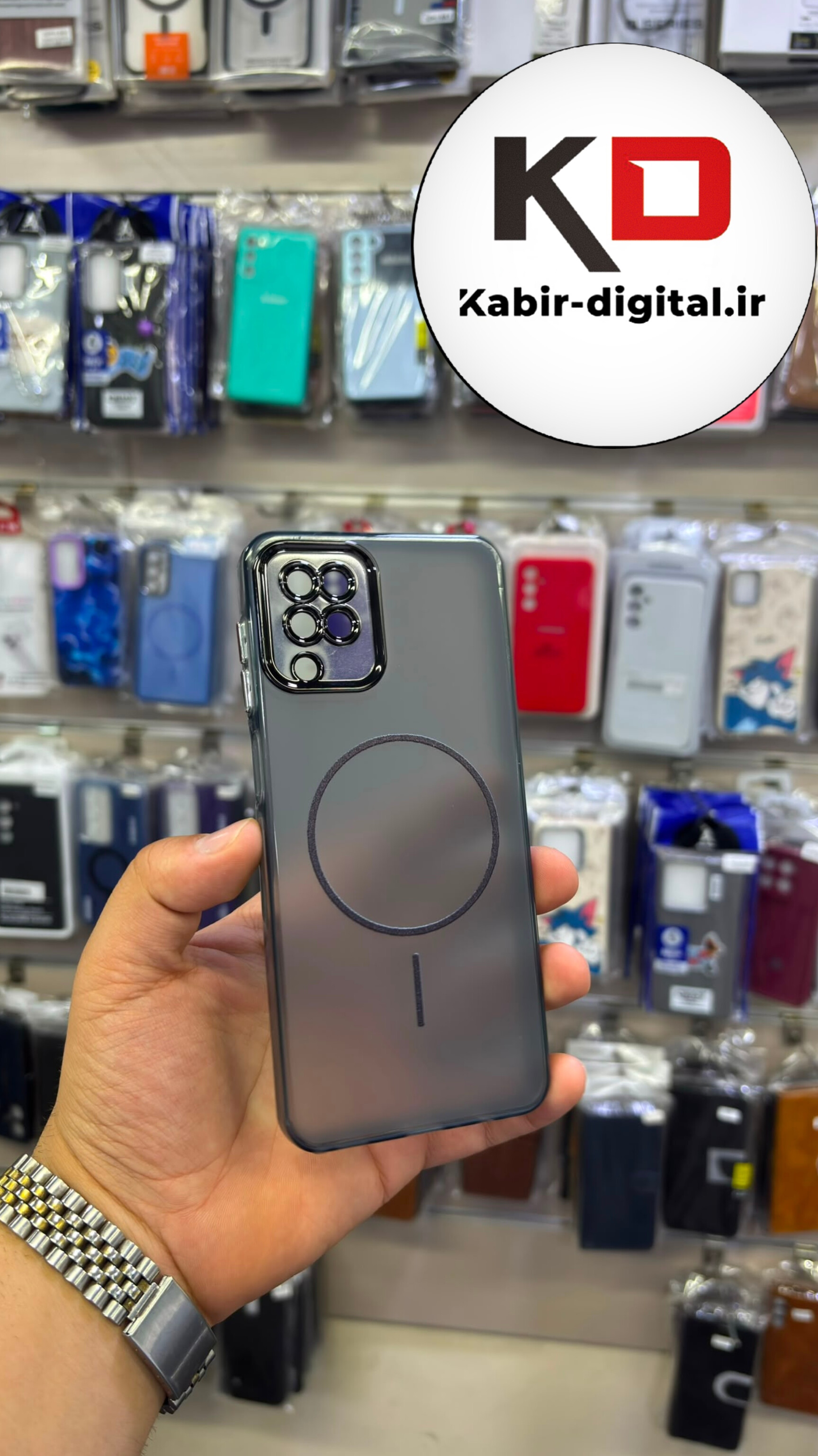 قاب گوشی Galaxy A12 / M12 سامسونگ Slim MagSafe Case مات کروم طرح مگ سیف محافظ لنز دار