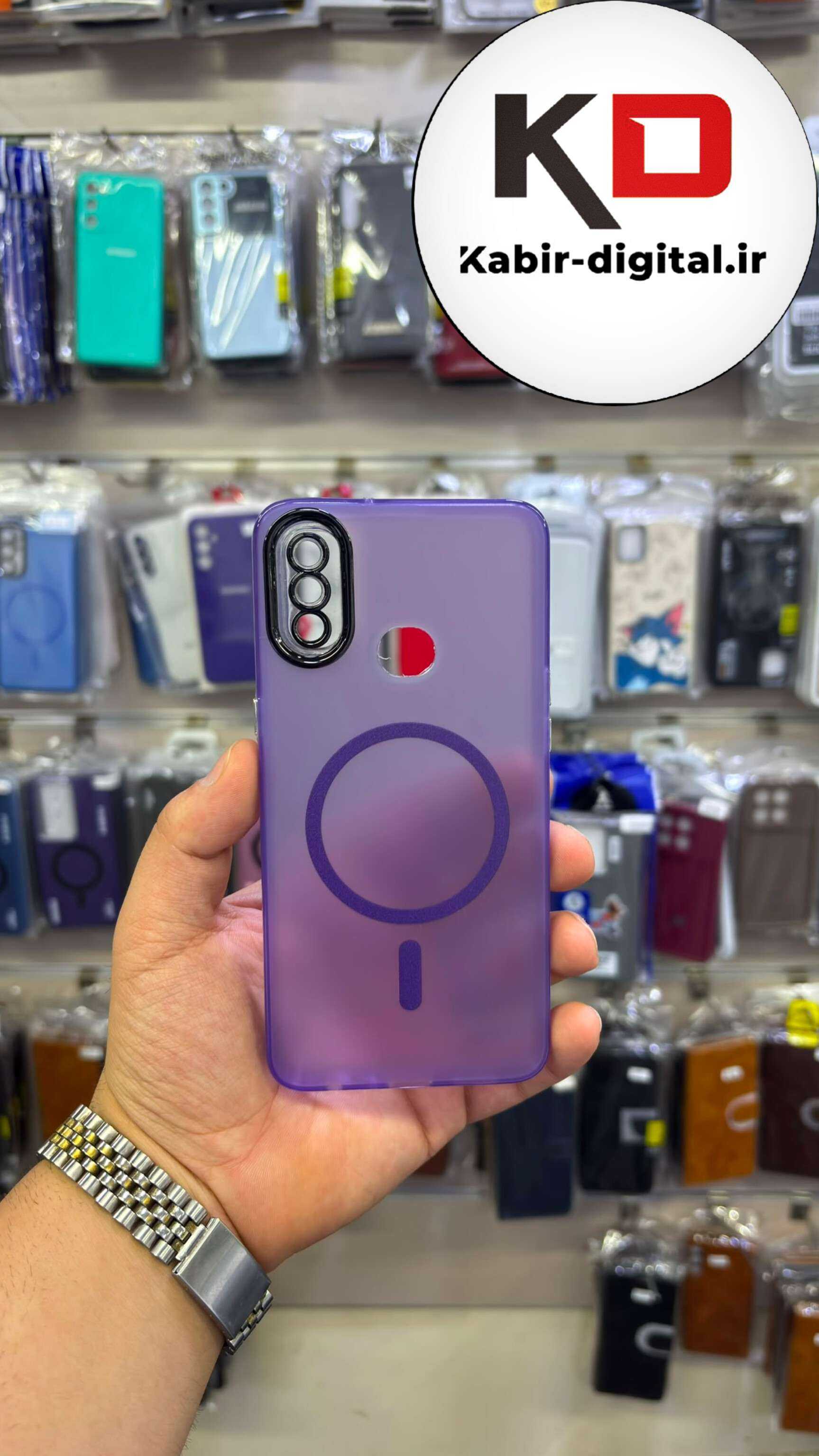 قاب گوشی Galaxy A10s سامسونگ Slim MagSafe Case مات کروم طرح مگ سیف محافظ لنز دار بنفش