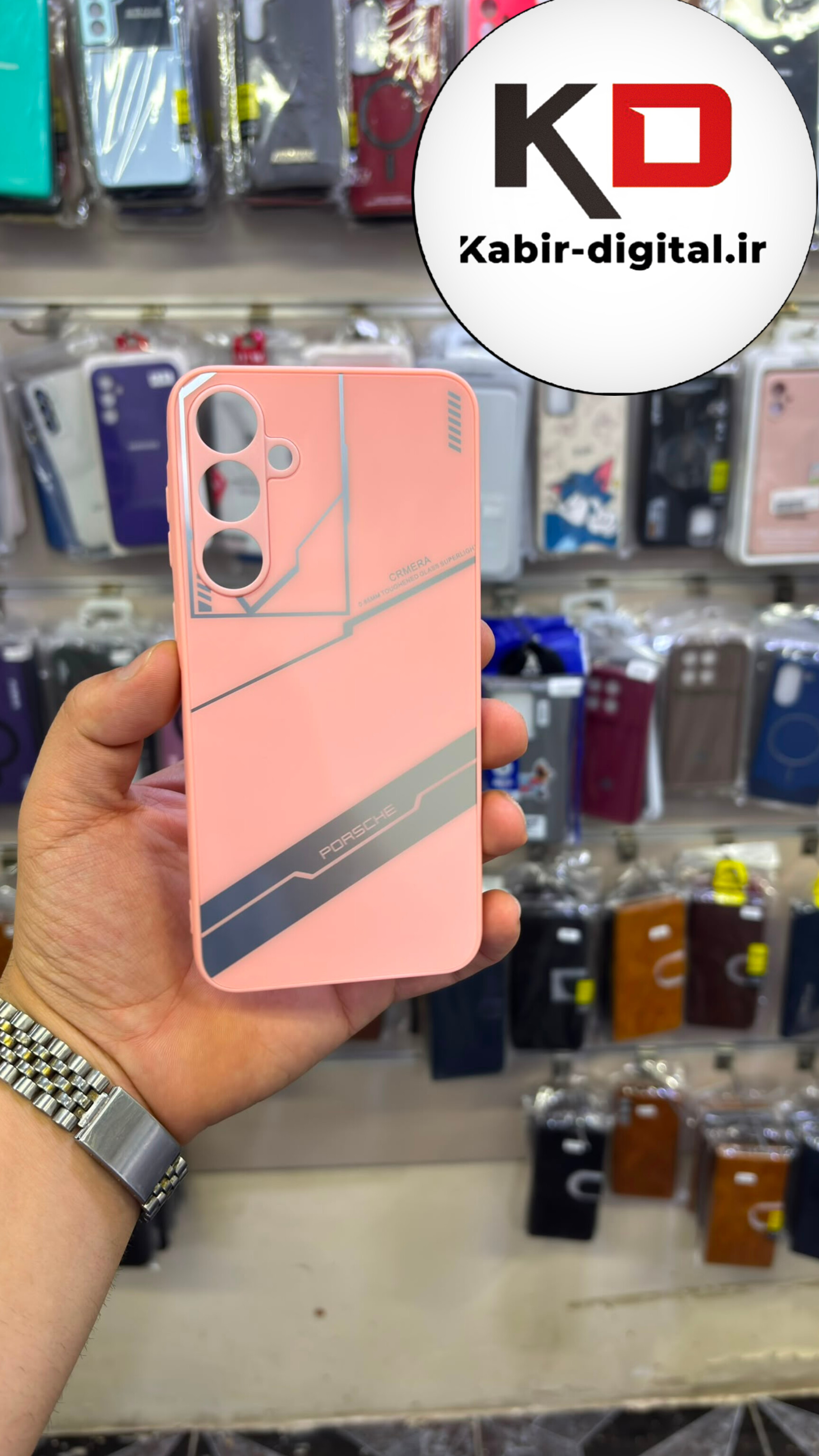 قاب گوشی Galaxy A35 سامسونگ PVD دور سیلیکونی PORSCHE دو رنگ تیتانیومی محافظ لنز دار