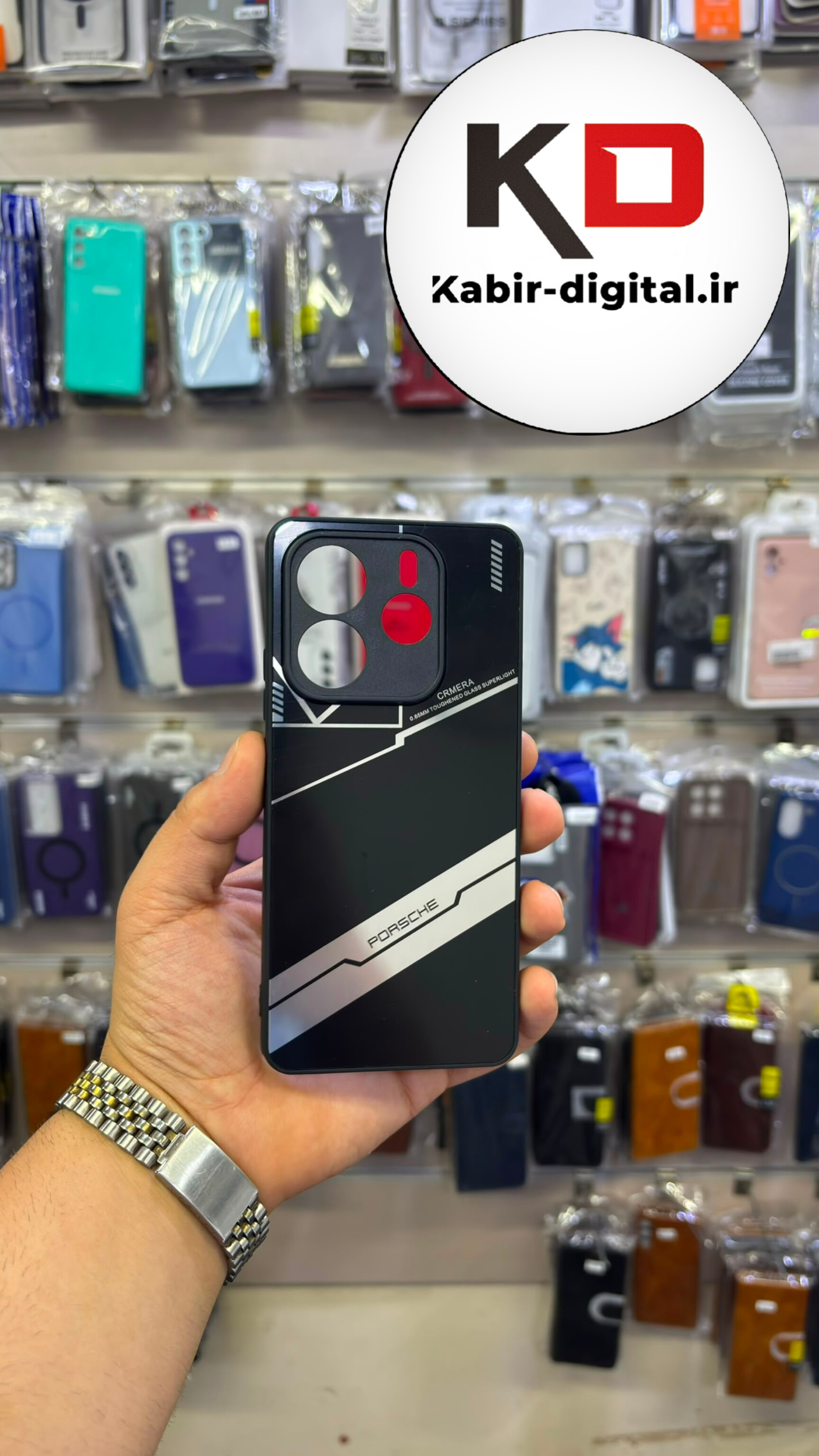 قاب گوشی Redmi Note 14 4G  شیائومی PVD دور سیلیکونی PORSCHE دو رنگ تیتانیومی محافظ لنز دار