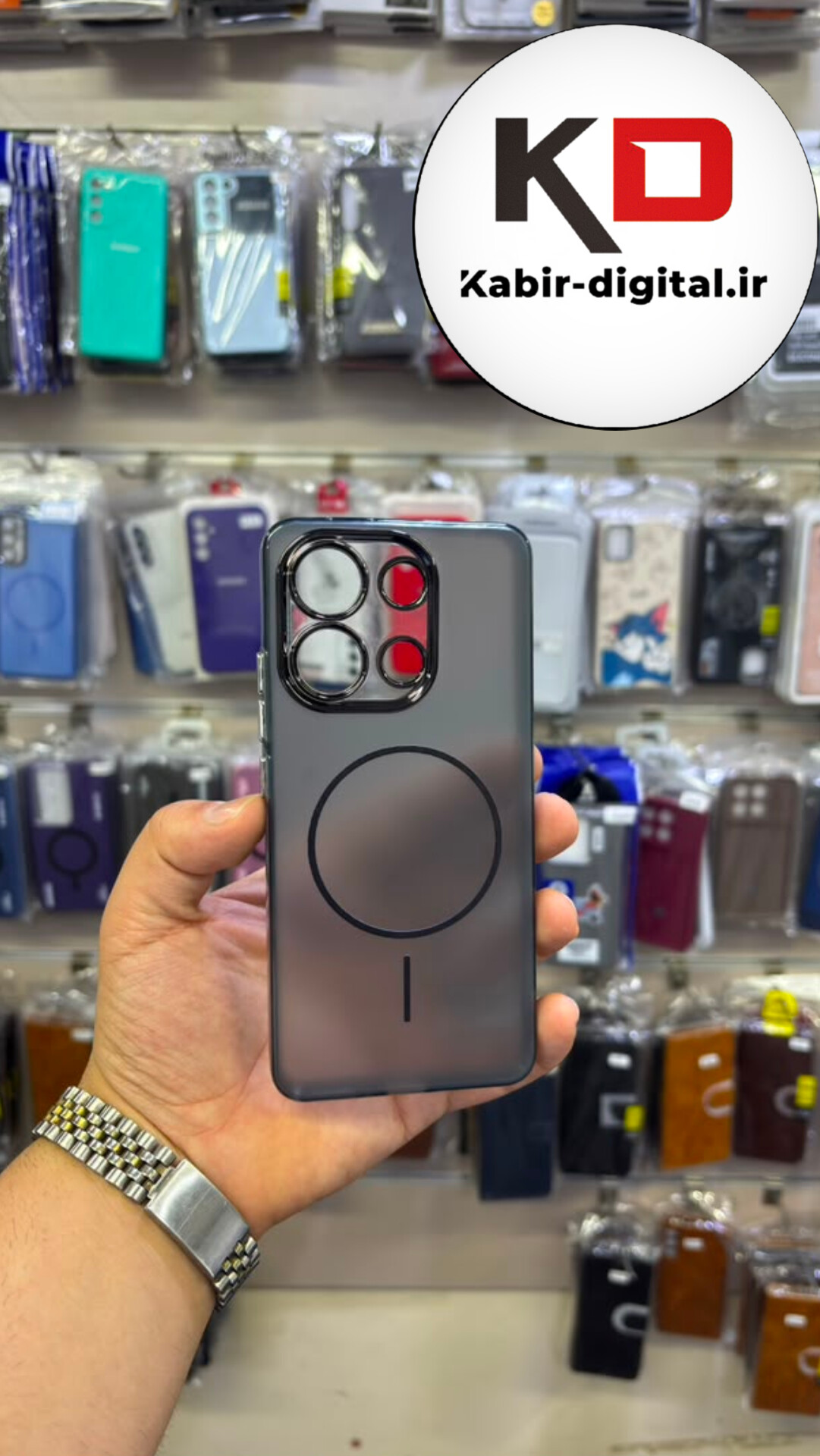 قاب گوشی Redmi Note 13 4G  شیائومی Slim MagSafe Case مات کروم طرح مگ سیف محافظ لنز دار مشکی