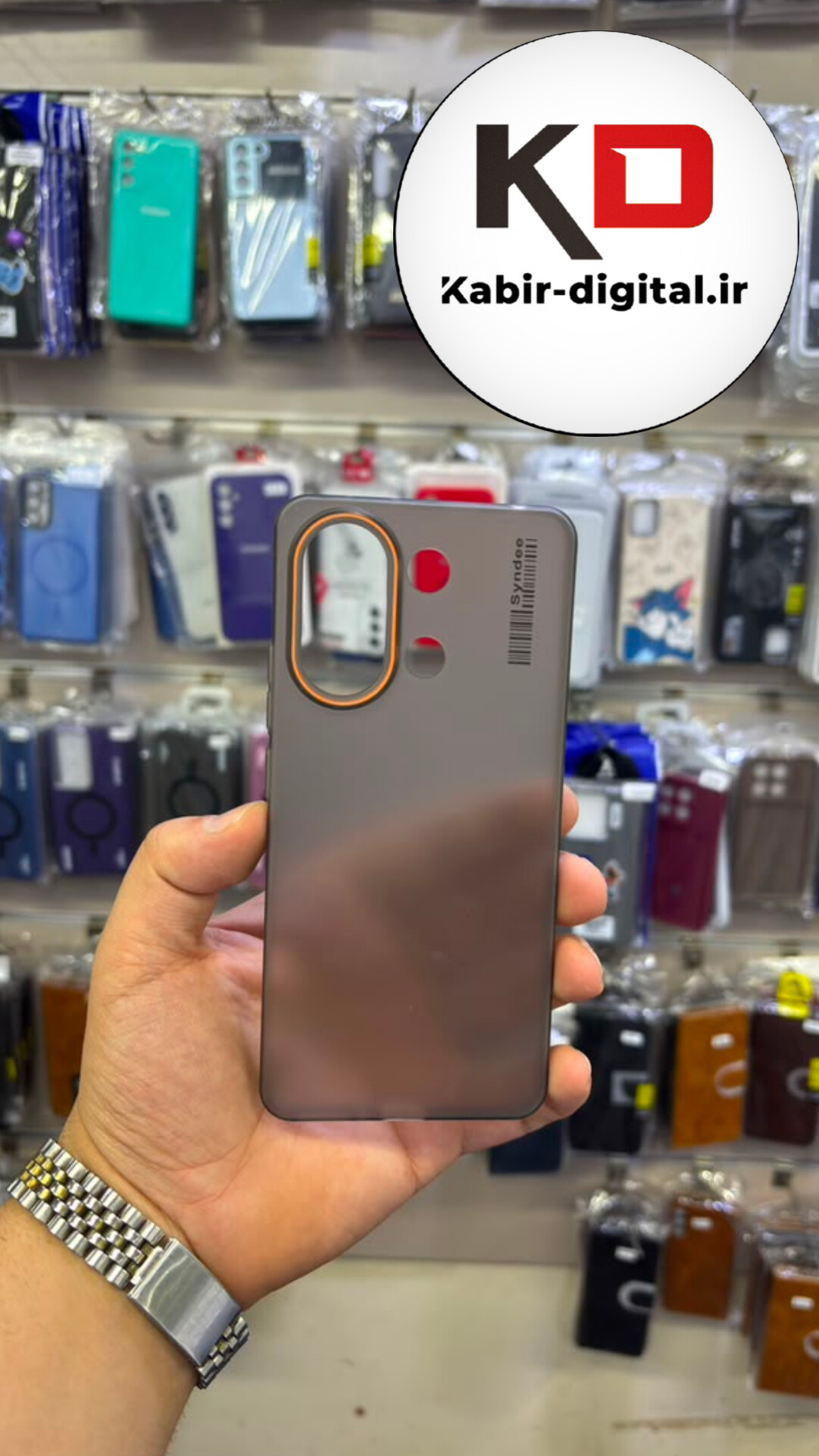 قاب گوشی Redmi Note 13 4G  شیائومی Syndee مات طرح اسپرت لنز برجسته نارنجی مشکی