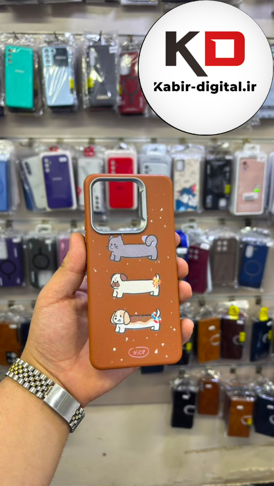 قاب گوشی Redmi Note 13 4G  شیائومی لدر دیزاین SOFT Lether Design فانتزی سیلیکونی طرح چرم لنز کرومی قهوه ای